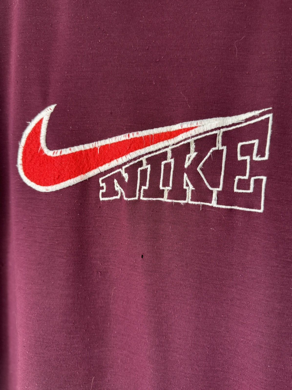 Nike Vintage 90s Nike Center Swoosh Embroidered Burgundy T Shirt Size US XL / EU 56 / 4 - 3 Thumbnail