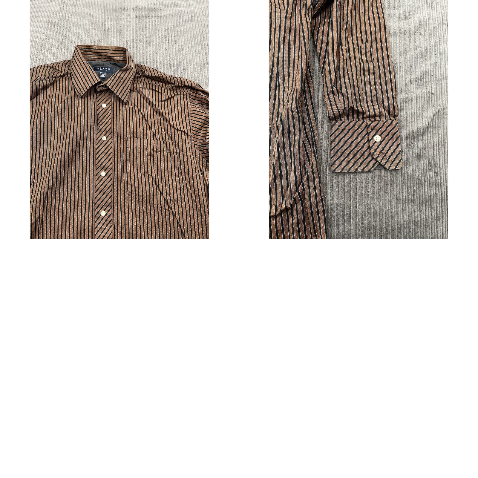 Ted Baker Ted Baker Long Sleeve Button-Up Shirt Men 16 Multicolor Striped Casual Formal Button-Down Collar Brown Black Size US L / EU 52-54 / 3 - 8 Thumbnail