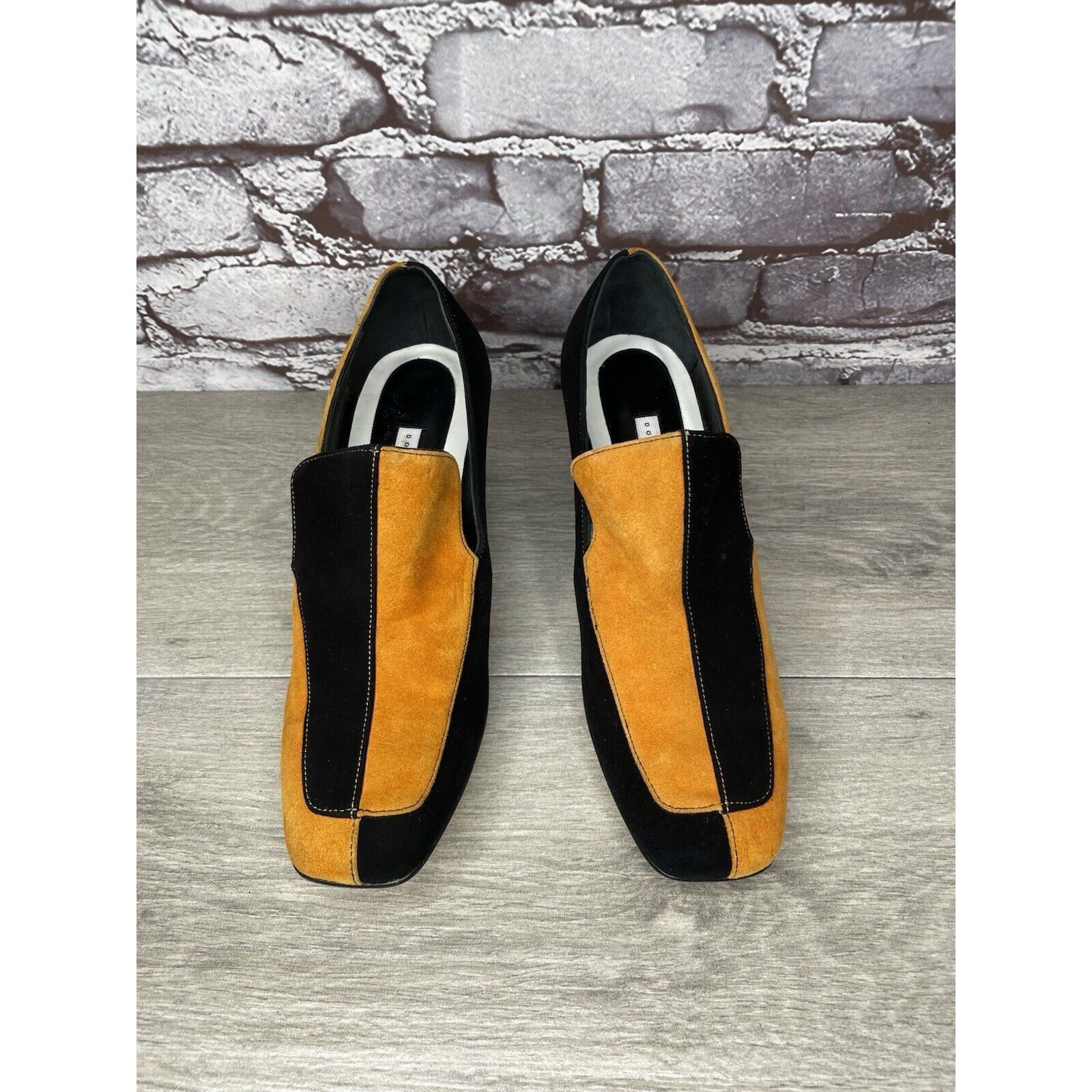 DORA TEYMUR DORATEYMUR Marigold Suede Black Leather Split Designer Mule Size US 7.5 / IT 37.5 - 4 Thumbnail