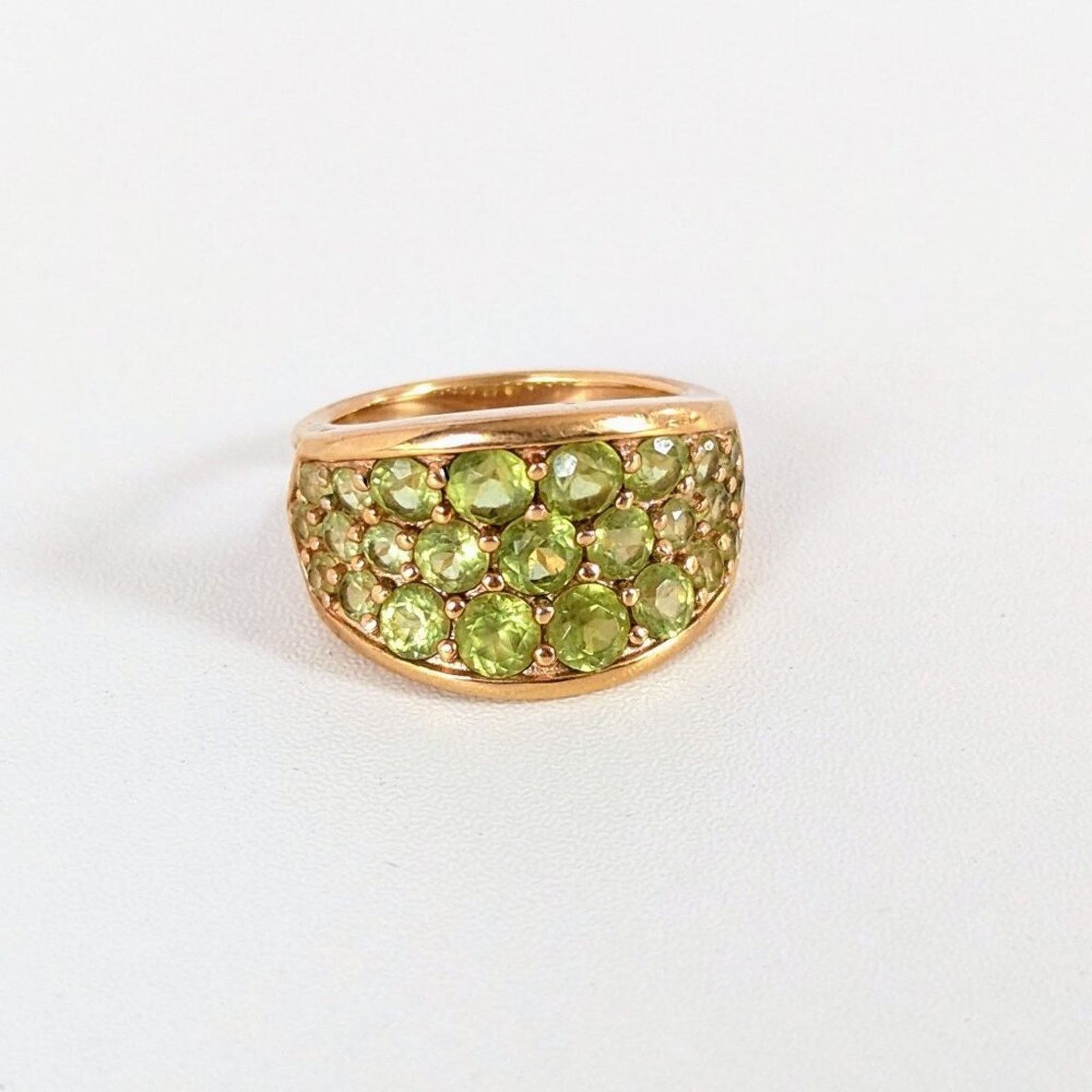 Vintage Vintage 925 Silver Ring Peridot Crystal Cluster Gold Plated Size ONE SIZE - 2 Thumbnail