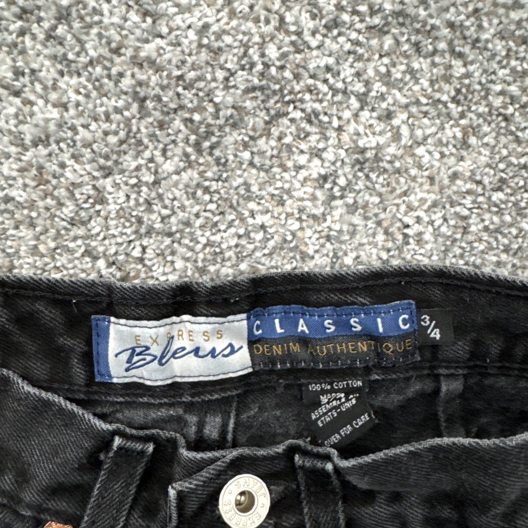 Express VINTAGE Express Blues Jeans 3/4 Tapered Women Juniors 80s 90s Grunge Rockabilly Black 100% Cotton Style: Tapered Size 26" / US 2 / IT 38 - 5 Thumbnail