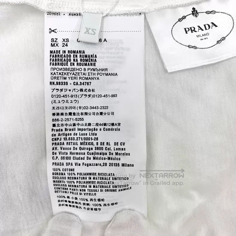 Prada Prada White pocket triangle cotton round-neck short-sleeve Size US XS / EU 42 / 0 - 8 Thumbnail