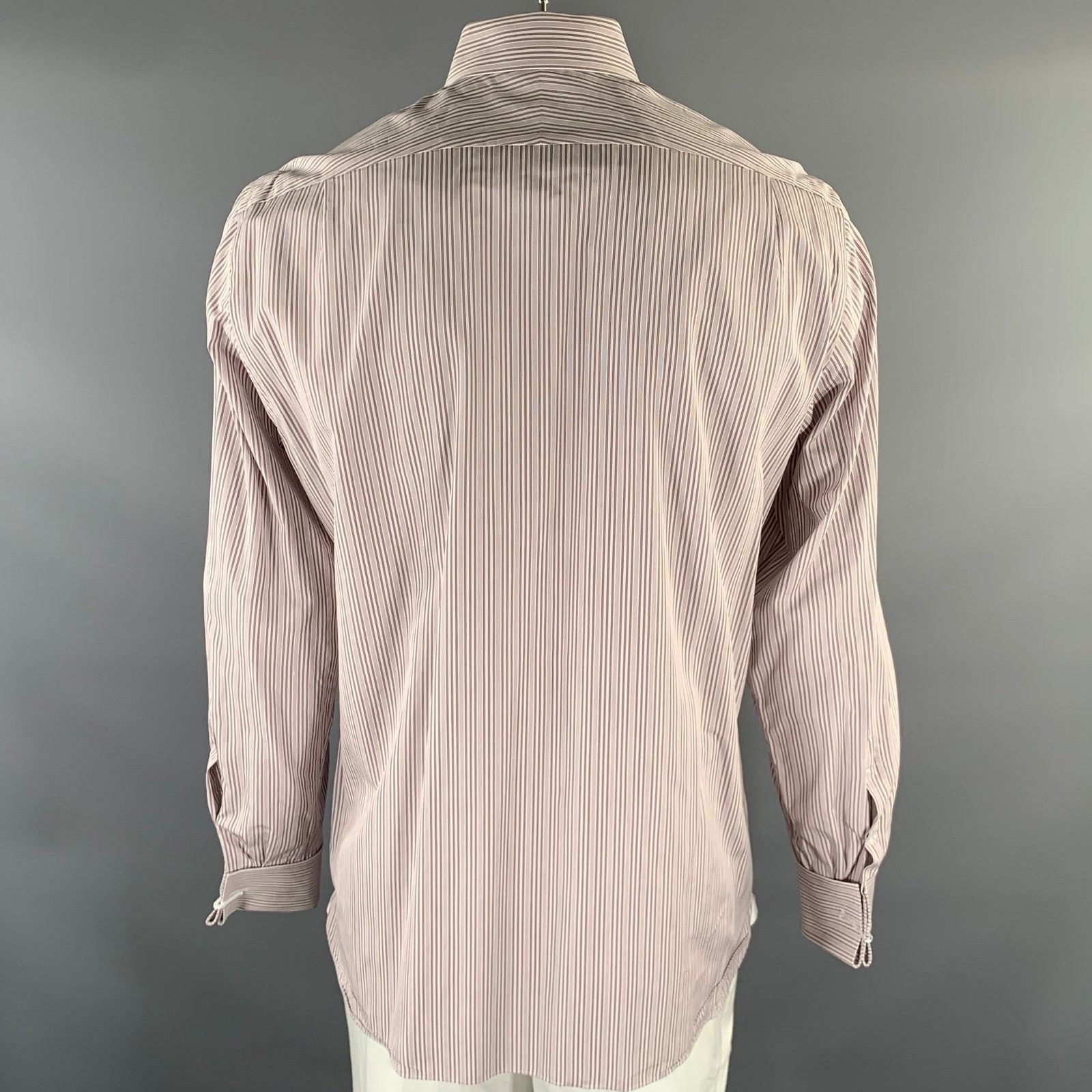 Tom Ford TOM FORD XL White Purple Stripe Cotton Pointed Collar Shirt Size US XL / EU 56 / 4 - 4 Thumbnail