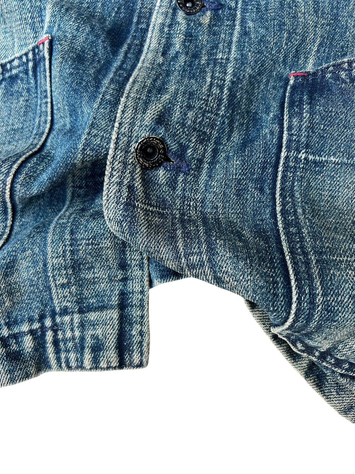 45rpm Trashed Indigo Japan Military Denim Shawl Collar Jacket Size US M / EU 48-50 / 2 - 14 Thumbnail
