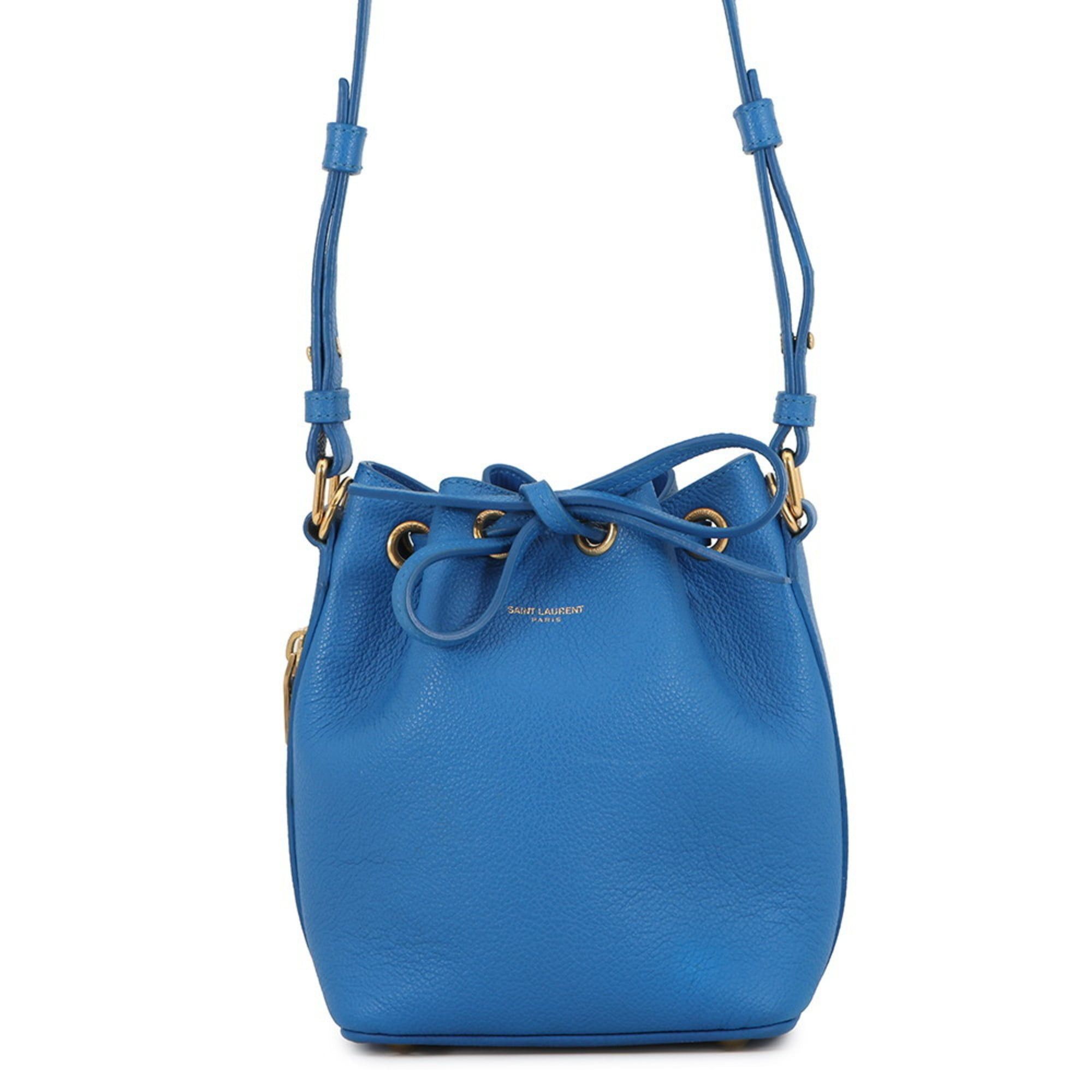 YVES Saint Laurent Paris Emmanuel Leather Shoulder Bag 375791 Saint Laurent Paris Handbag in Blue, Women's
