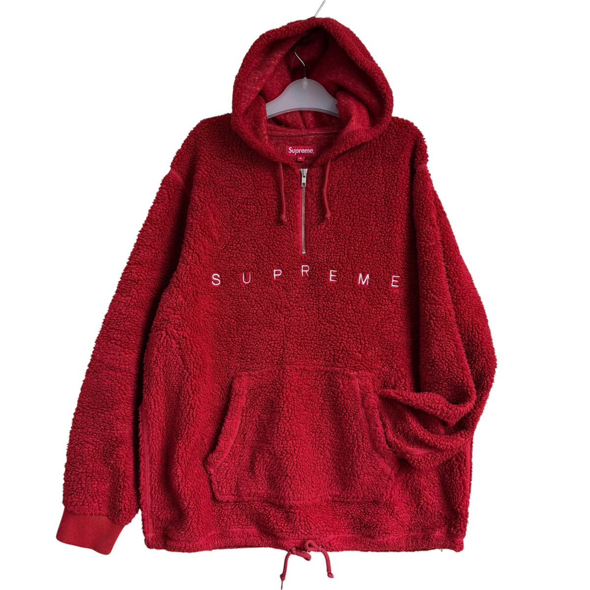Supreme Supreme Deep Pile Sherpa Fleece Quarter-Zip Hoodie Red XL Size US XL / EU 56 / 4 - 1 Thumbnail