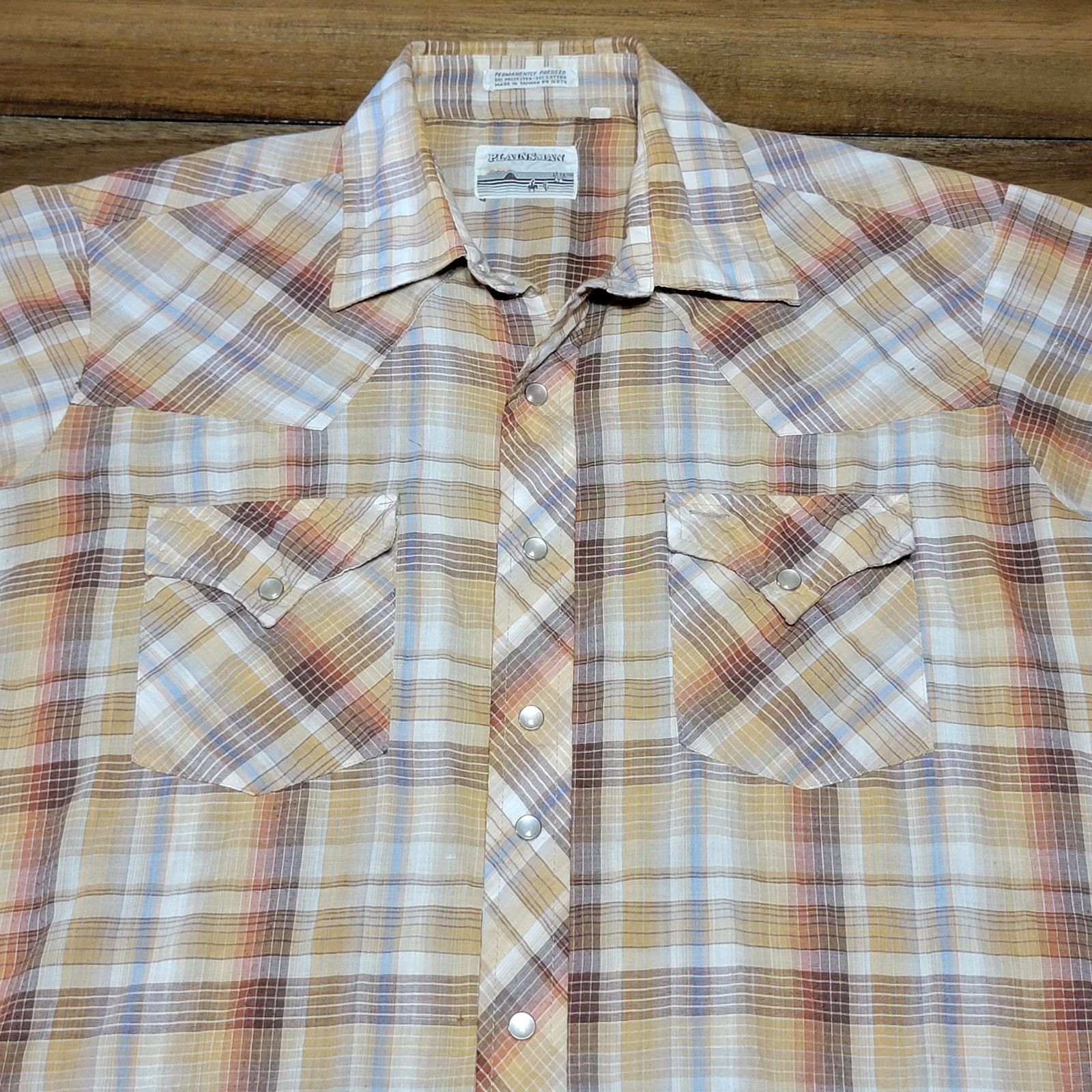 Other VINTAGE Plainsman Classic Western Shirt Pearl Snap -16 1/2 Size US XL / EU 56 / 4 - 2 Thumbnail