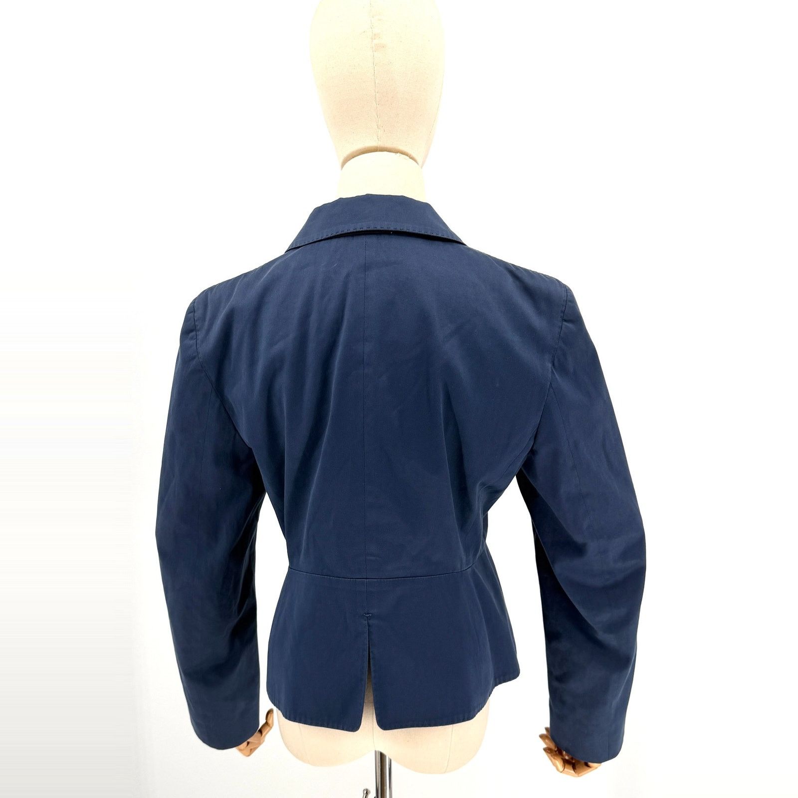Piazza Sempione Navy Blue Cotton Blend Tailored Blazer Jacket Size L / US 10 / IT 46 - 4 Thumbnail