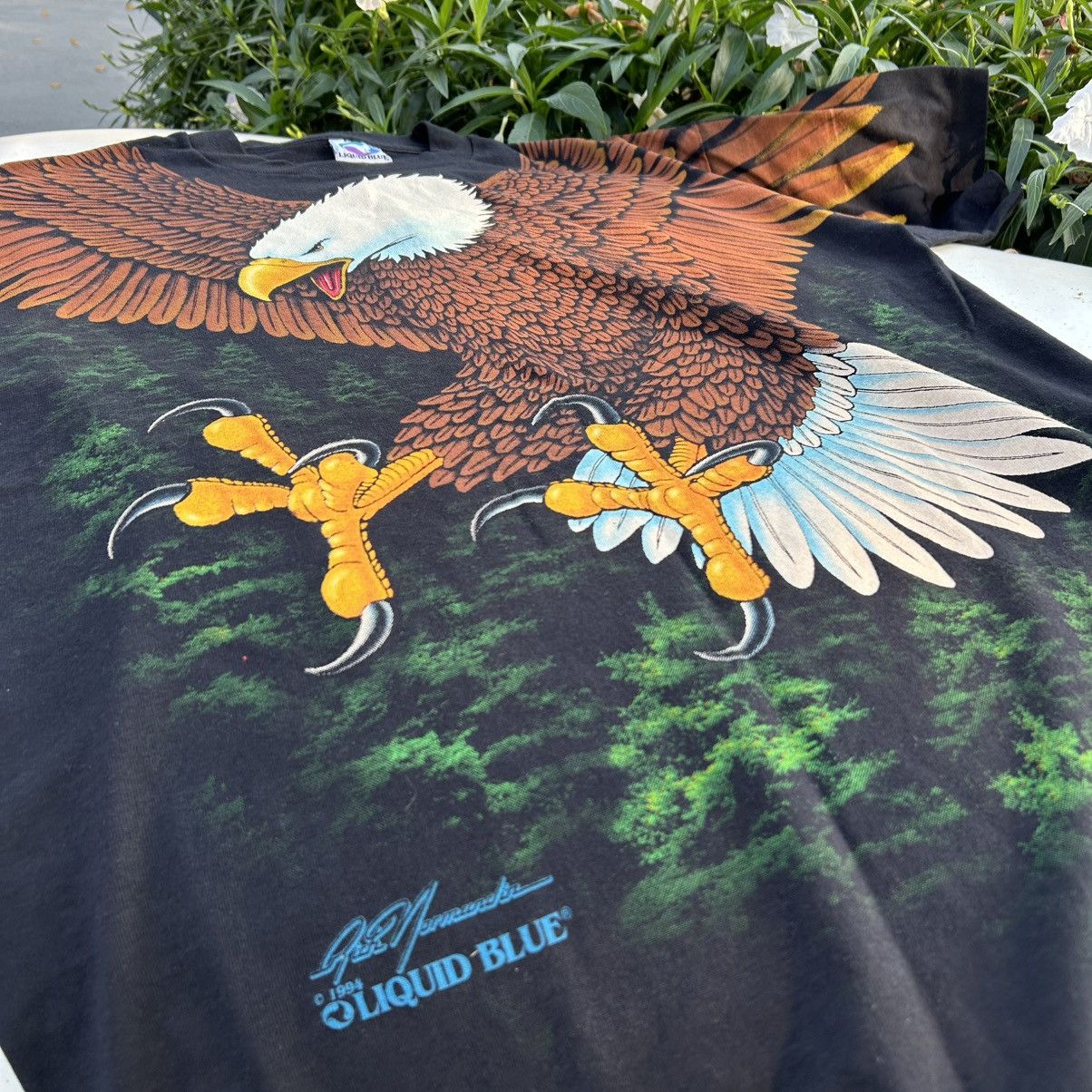 Band Tees vintage eagle liquid blue 1994 travis scott Size US XL / EU 56 / 4 - 4 Thumbnail