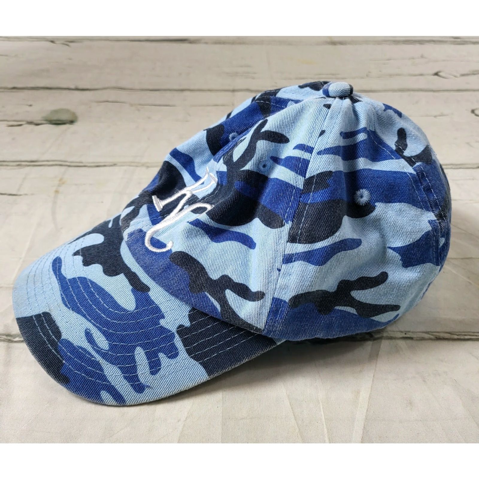 MLB KC Kansas City Royals MLB Adjustable Blue Camo Baseball Cap Mens Adjustable Cap Blue Camo Multicolor MLB Cap Kansas City Royals Baseball Cap Size ONE SIZE - 3 Thumbnail