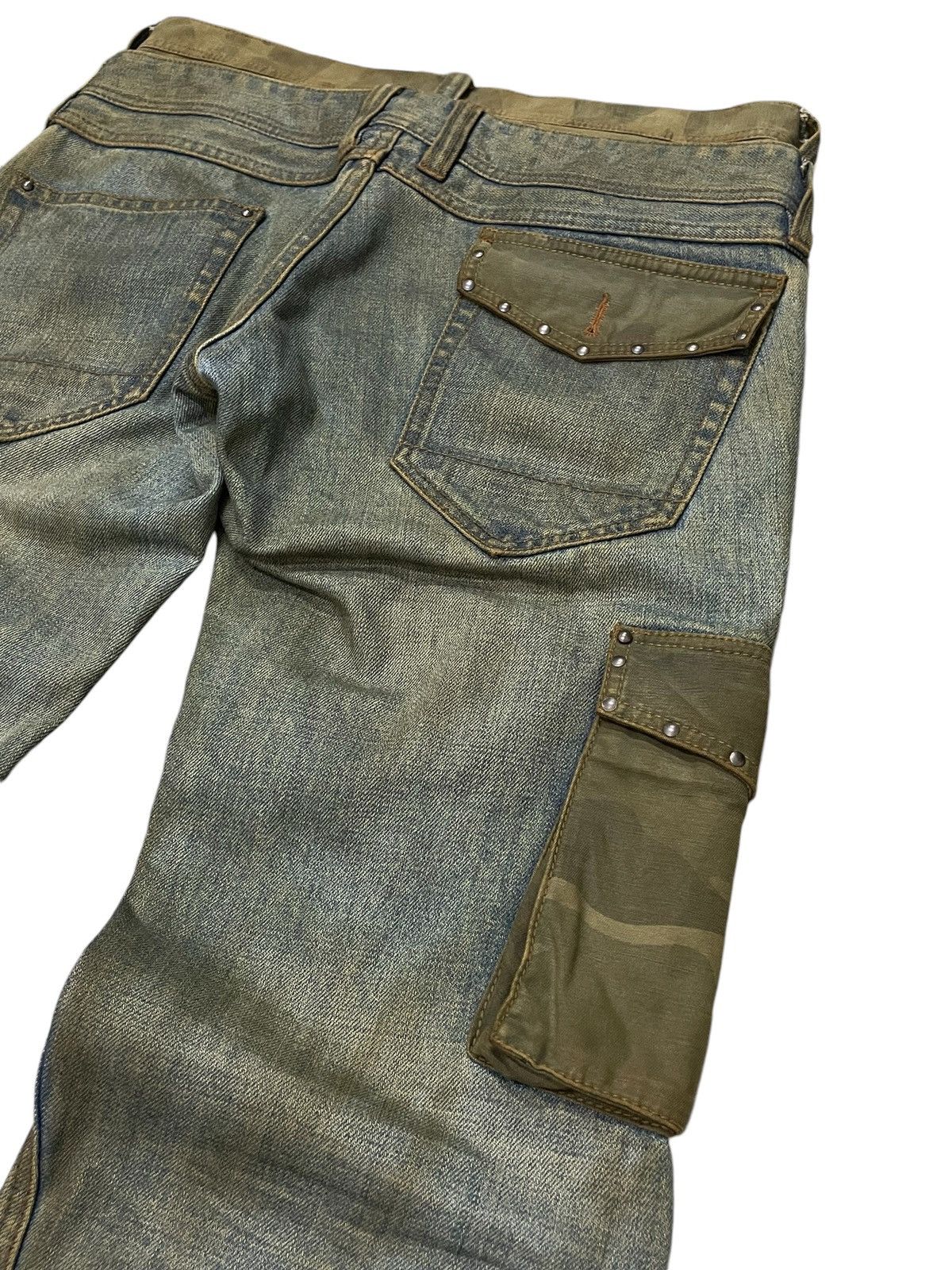 HIDEAWAYS × If Six Was Nine × In The Attic Hideaways Japan Muddy Dirty Double Waist Flared Cargo Jeans Size US 32 / EU 48 - 19 Thumbnail