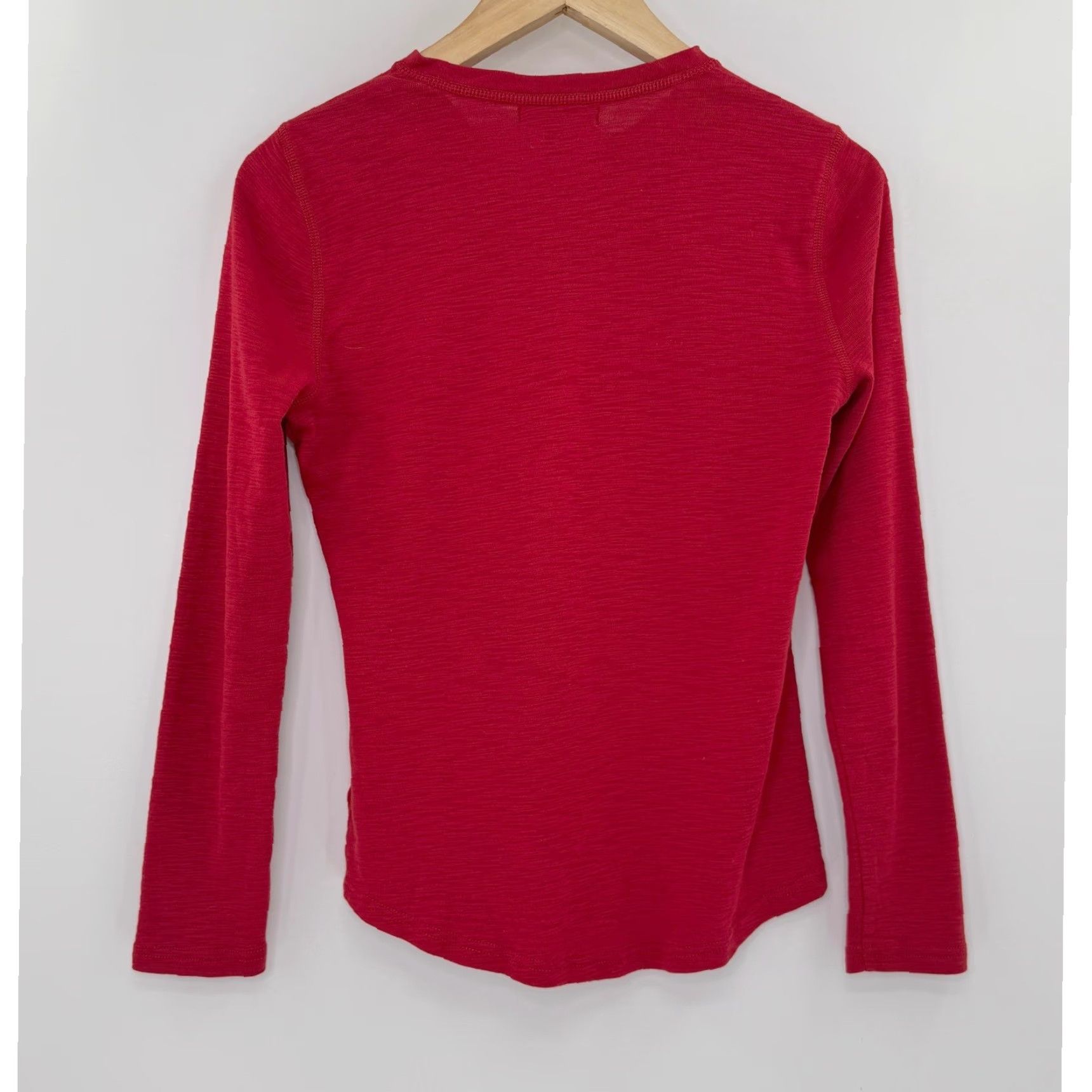 Chaps Chaps Women's Red Cotton Henley Shirt Long Sleeve Pockets Sz Sm Preppy Shirt Size S / US 4 / IT 40 - 2 Thumbnail