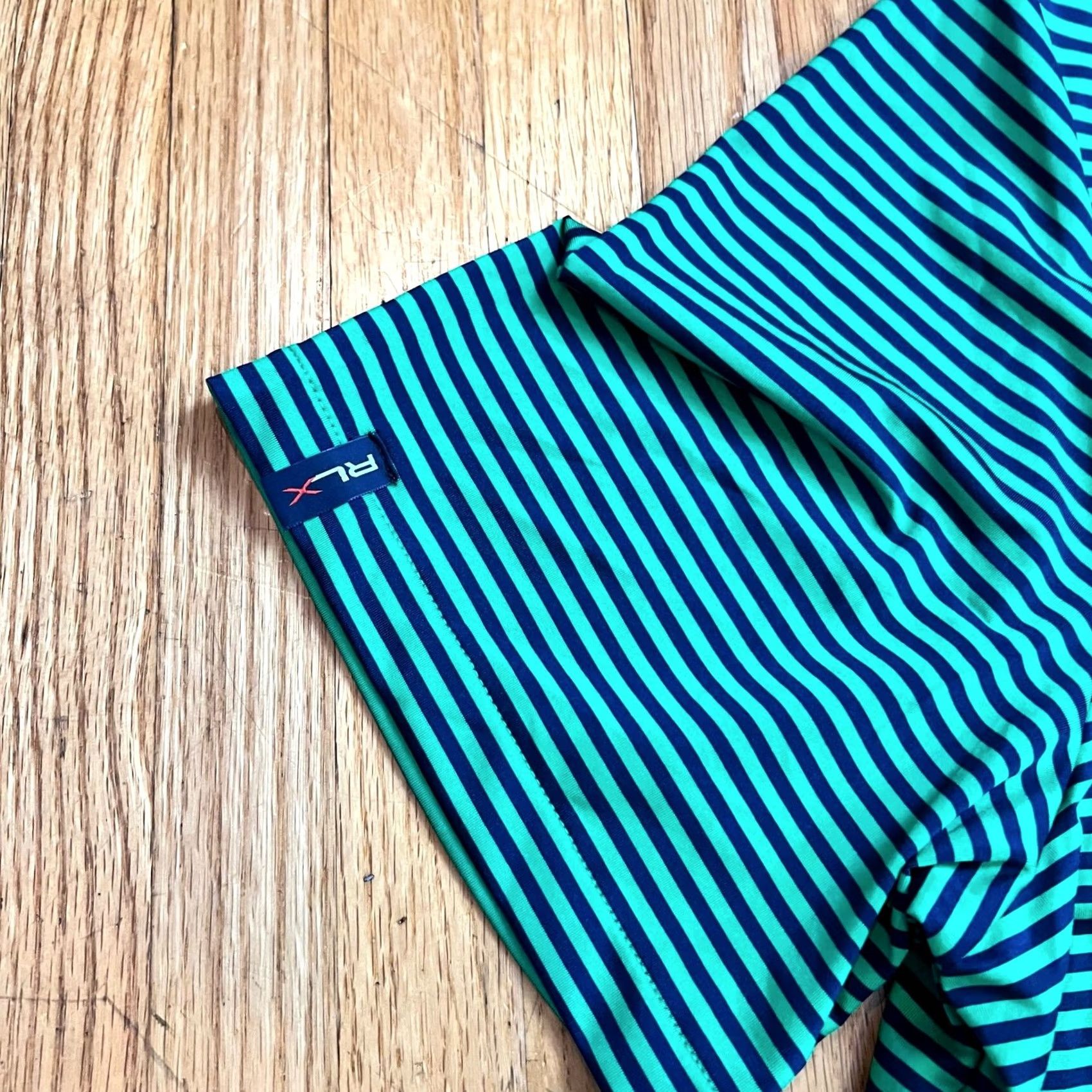 RLX Ralph Lauren RLX Ralph Lauren Polo Shirt Mens Large Performance Stripe Blue Green Golf Size US L / EU 52-54 / 3 - 2 Thumbnail