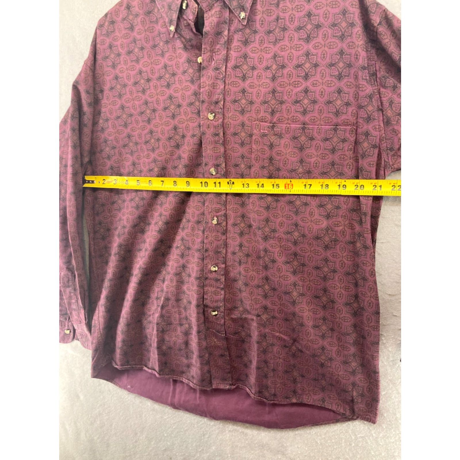 Jordache VINTAGE Jordache Mens Shirt Geometric Button-Up 80s 90s Red Burgundy Long Sleeve Casual Business Pocketed Men M Size US M / EU 48-50 / 2 - 2 Thumbnail