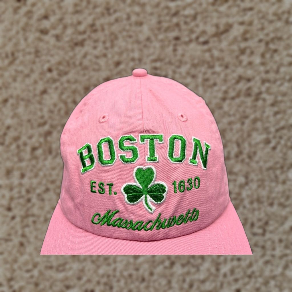 Vintage Boston Massachusetts Clover Hat Adult One Size Pink 100% Cotton Size ONE SIZE - 1 Thumbnail
