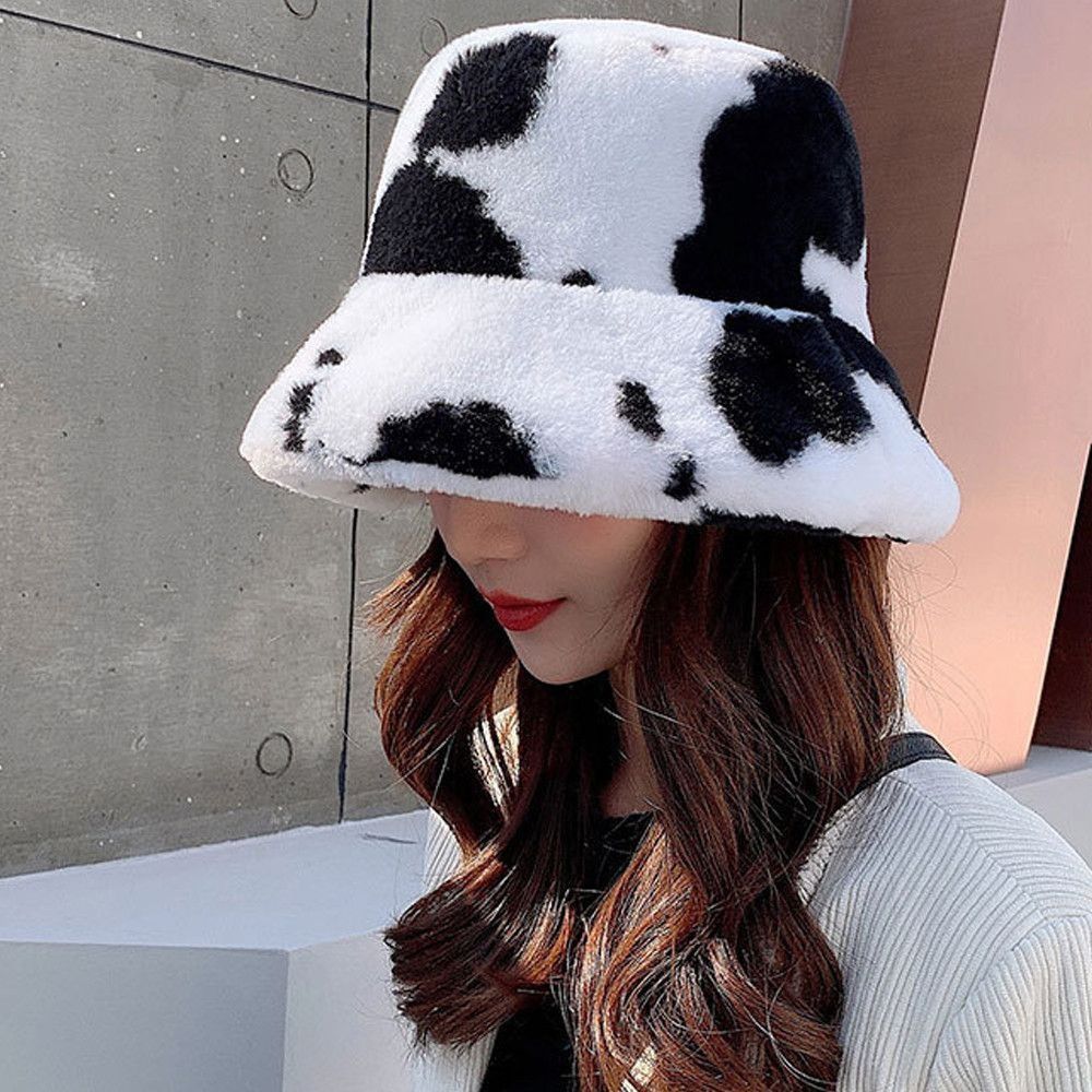 Other Fluffy Fur Cow Pattern Hat Size ONE SIZE - 3 Thumbnail