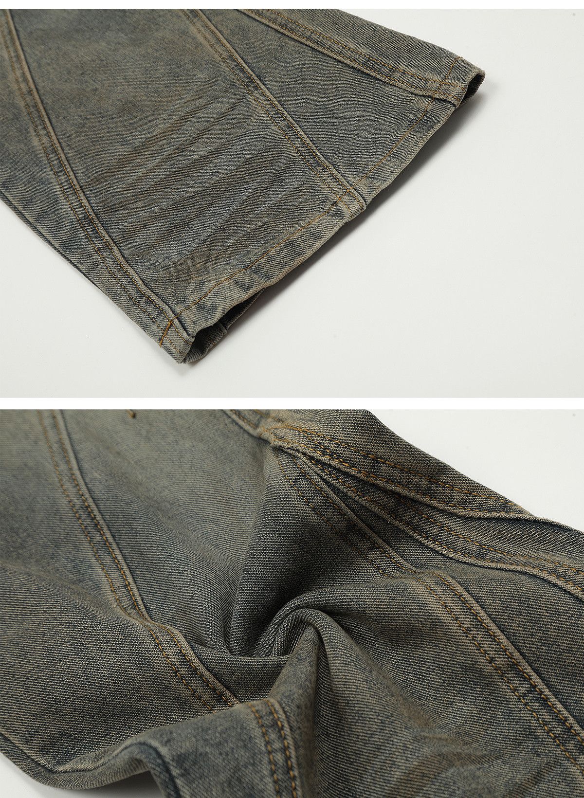 Jean × Vintage Mud Dyed Jeans Damaged Pleated Size US 27 - 6 Thumbnail