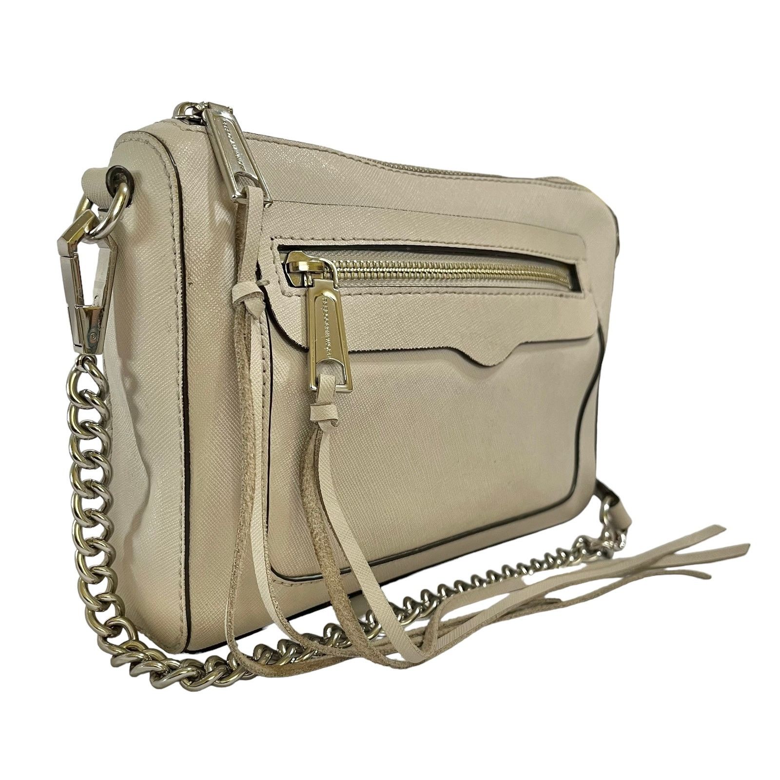 Rebecca Minkoff Rebecca Minkoff Avery Beige Saffiano Leather Crossbody Bag Size ONE SIZE - 9 Thumbnail