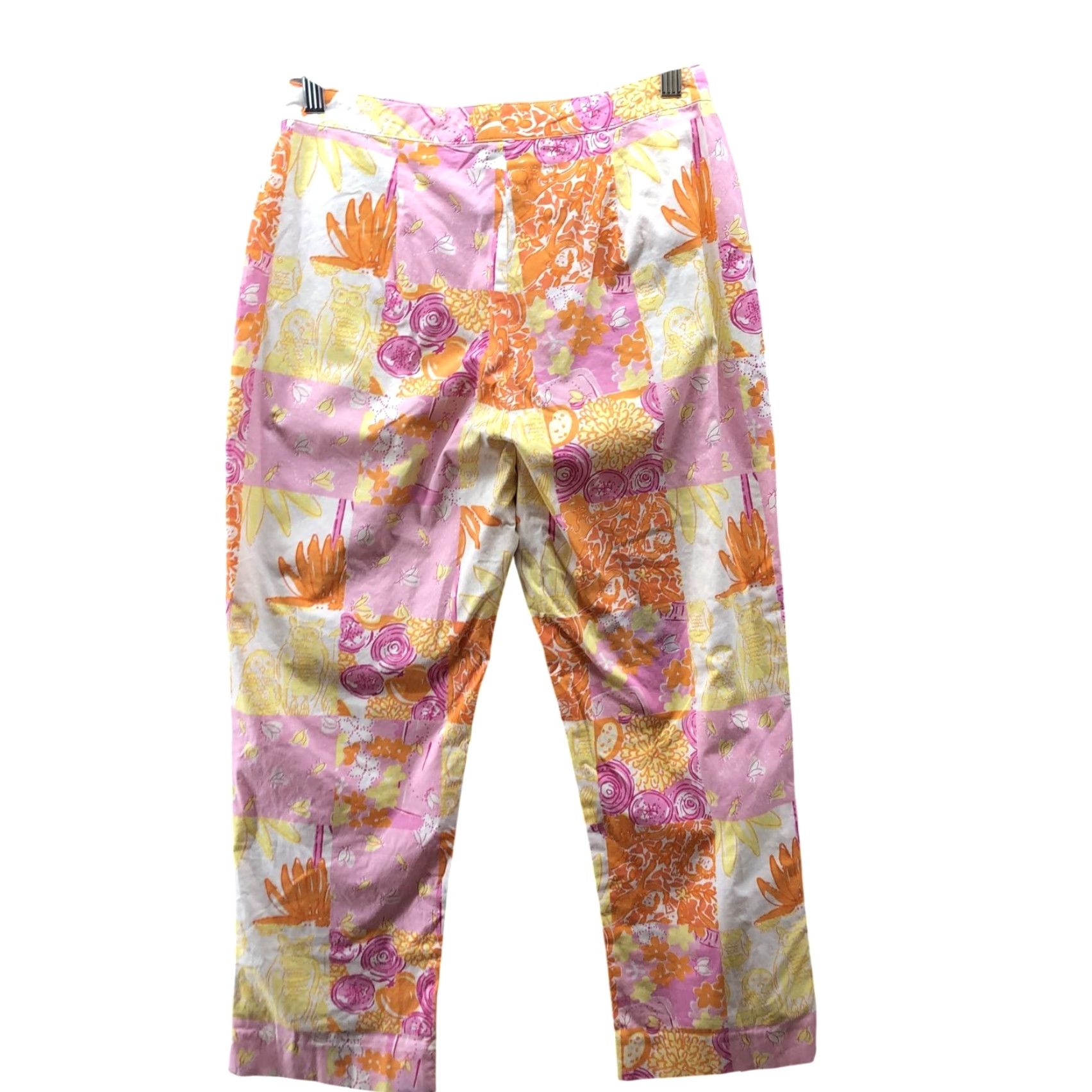 Lilly Pulitzer VINTAGE Lilly Pulitzer Patchwork Crop Pants Womens 2 Pink Orange Floral Tropical Casual Summer 2 Womens Pants Cropped Size 26" / US 2 / IT 38 - 2 Thumbnail
