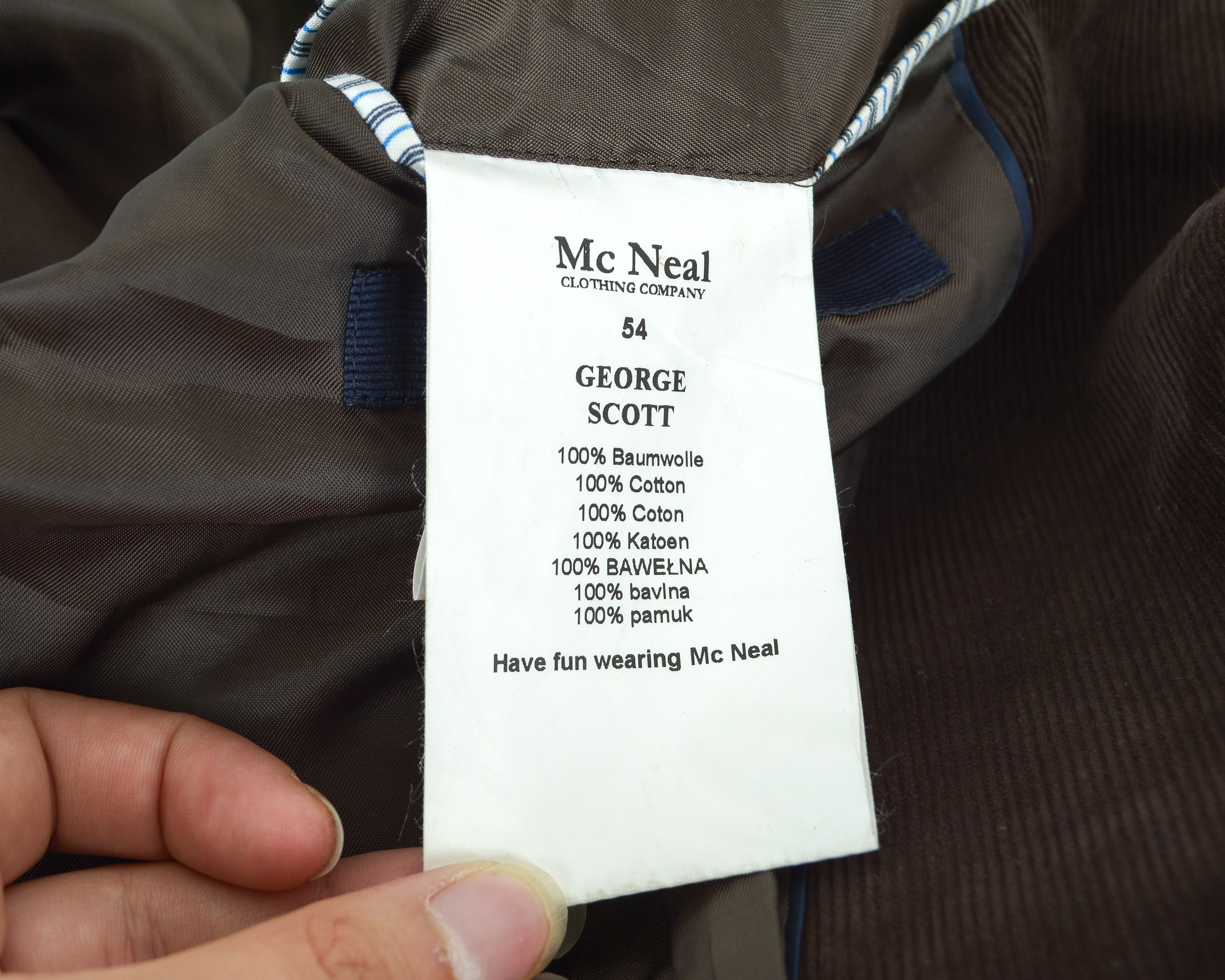 Other MCNEAL George Scott UK 44 US Blazer Suit Jacket XL Corduroy Size 44R - 9 Thumbnail