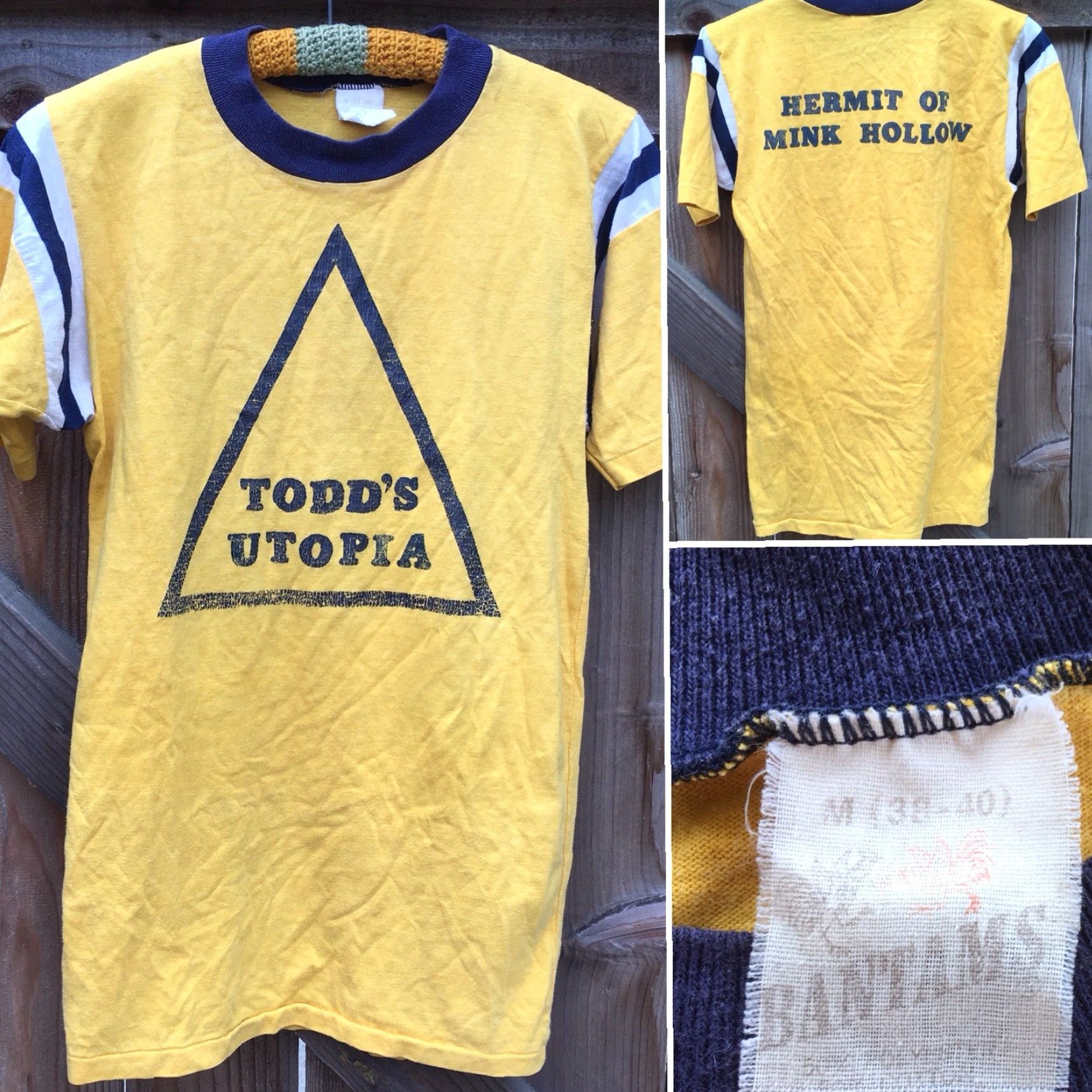 Vintage VINTAGE Todd Rundgren Utopia Hermit Of Mink Hollow T Shirt 1970s 70s Bantams M Yellow Mens Graphic Tee Size US M / EU 48-50 / 2 - 6 Thumbnail