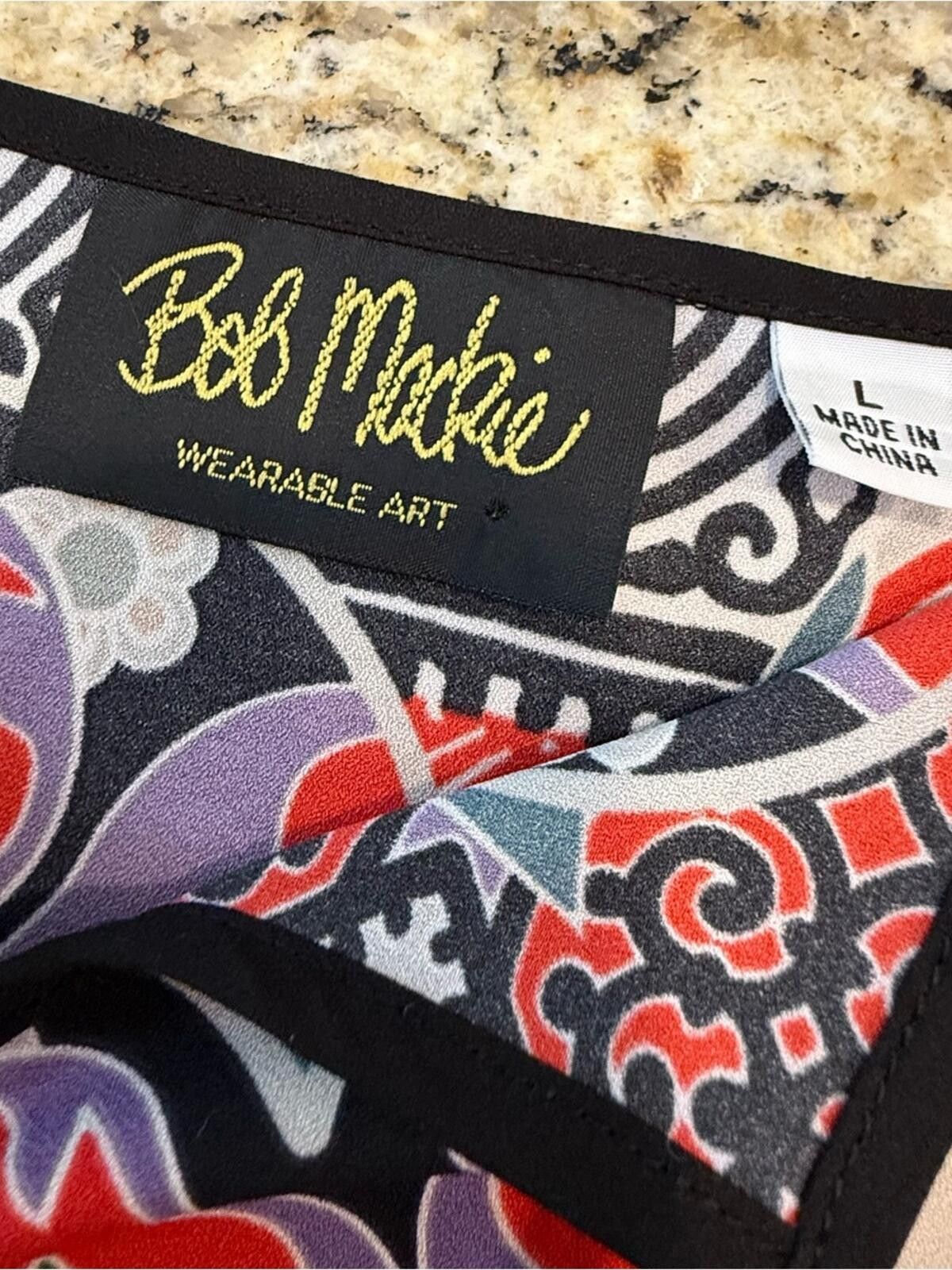 Other Bob Mackie tunic top patchwork multicolored & pattern SZ LG Size L / US 10 / IT 46 - 6 Thumbnail