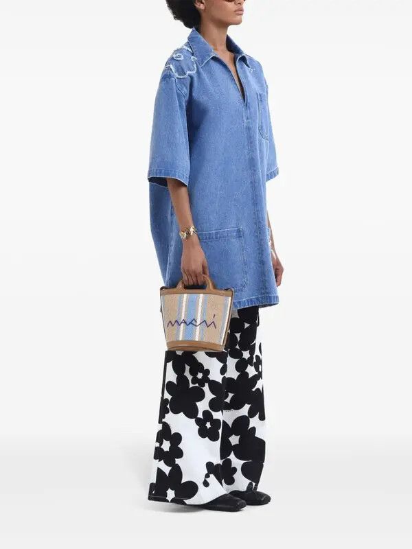Marni o1w1db10426 Denim Mini Dress in Blue Size S / US 4 / IT 40 - 3 Thumbnail