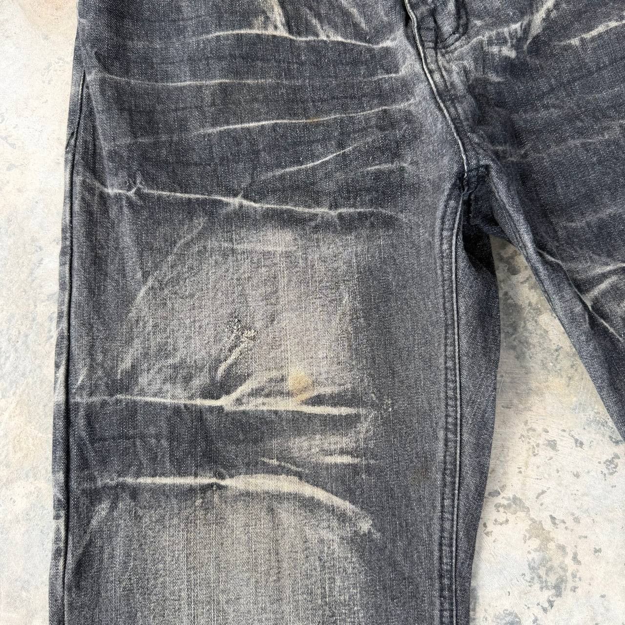 LOWBOX Archival LOWBOX Distressed Mud-Wash Denim Faded Black Grunge Size US 32 / EU 48 - 9 Thumbnail
