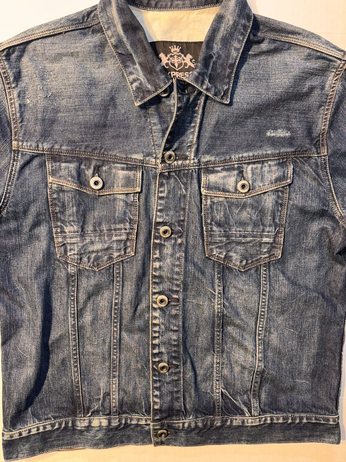 Express Express Jeans Mens Denim Trucker Distressed Jean Jacket Y2K Size US L / EU 52-54 / 3 - 2 Thumbnail