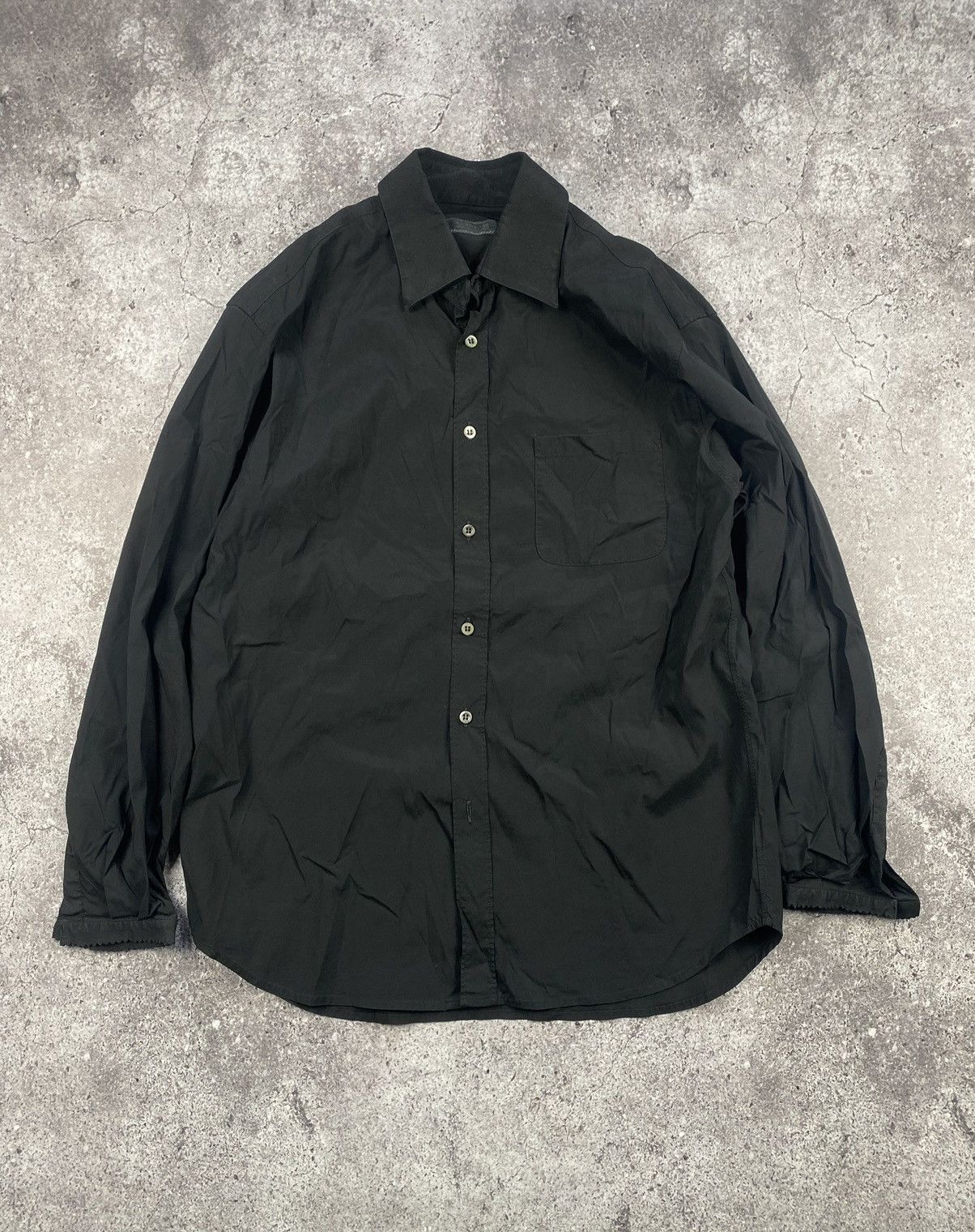 Prada × Vintage Prada vintage Distressed black nylon shirt Size US M / EU 48-50 / 2 - 1 Thumbnail