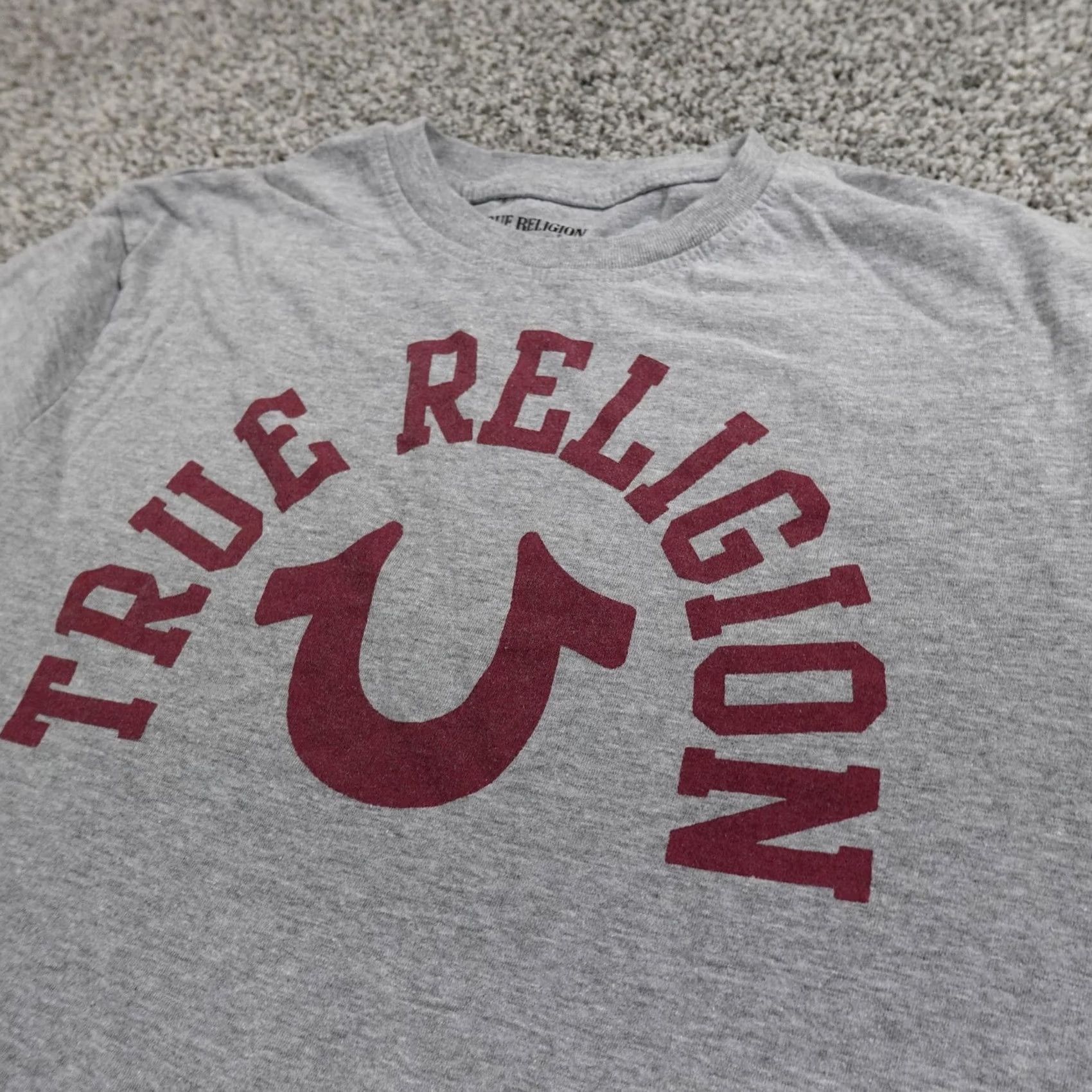 True Religion True Religion Shirt Mens M Gray Graphic Horseshoe Spell Out Logo Crewneck Tee Size US M / EU 48-50 / 2 - 2 Thumbnail