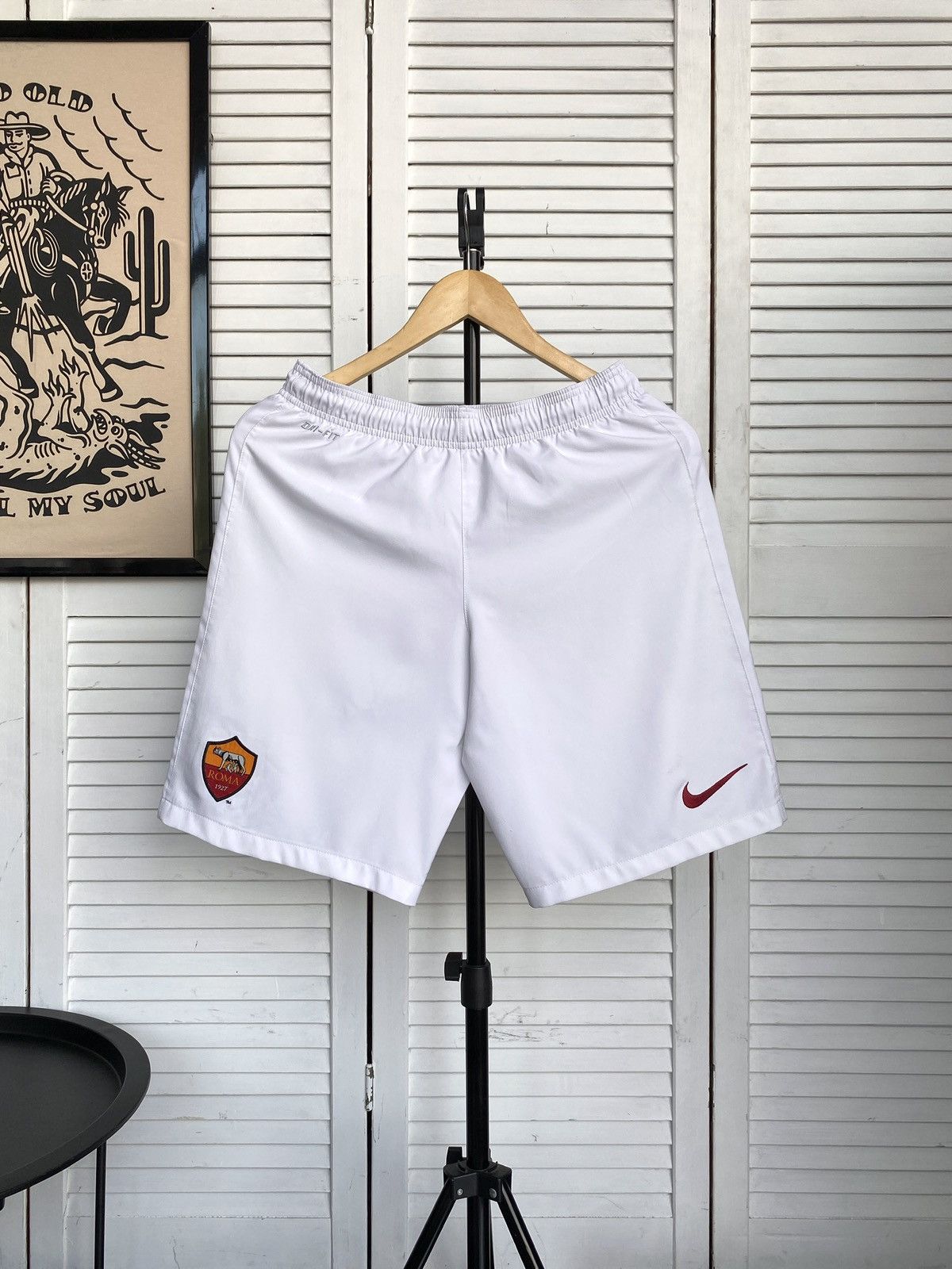 Nike × Vintage Vintage Nike AS Roma Italy Soccer Shorts Home Football White Size US 30 / EU 46 - 1 Thumbnail