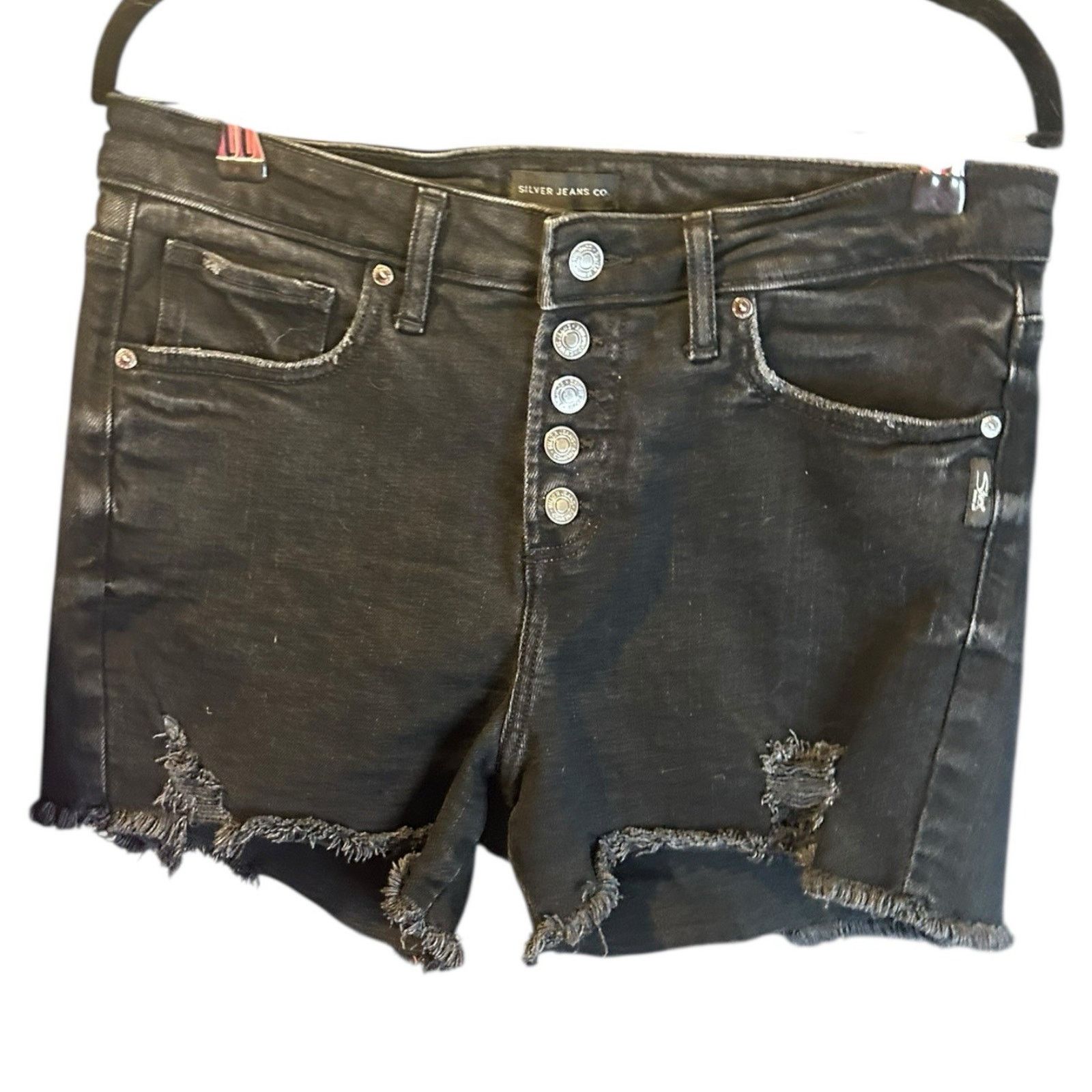 Silver Jeans Co. Silver Jeans Black Distressed Cut-Off Jean Shorts Size 29" - 1 Thumbnail