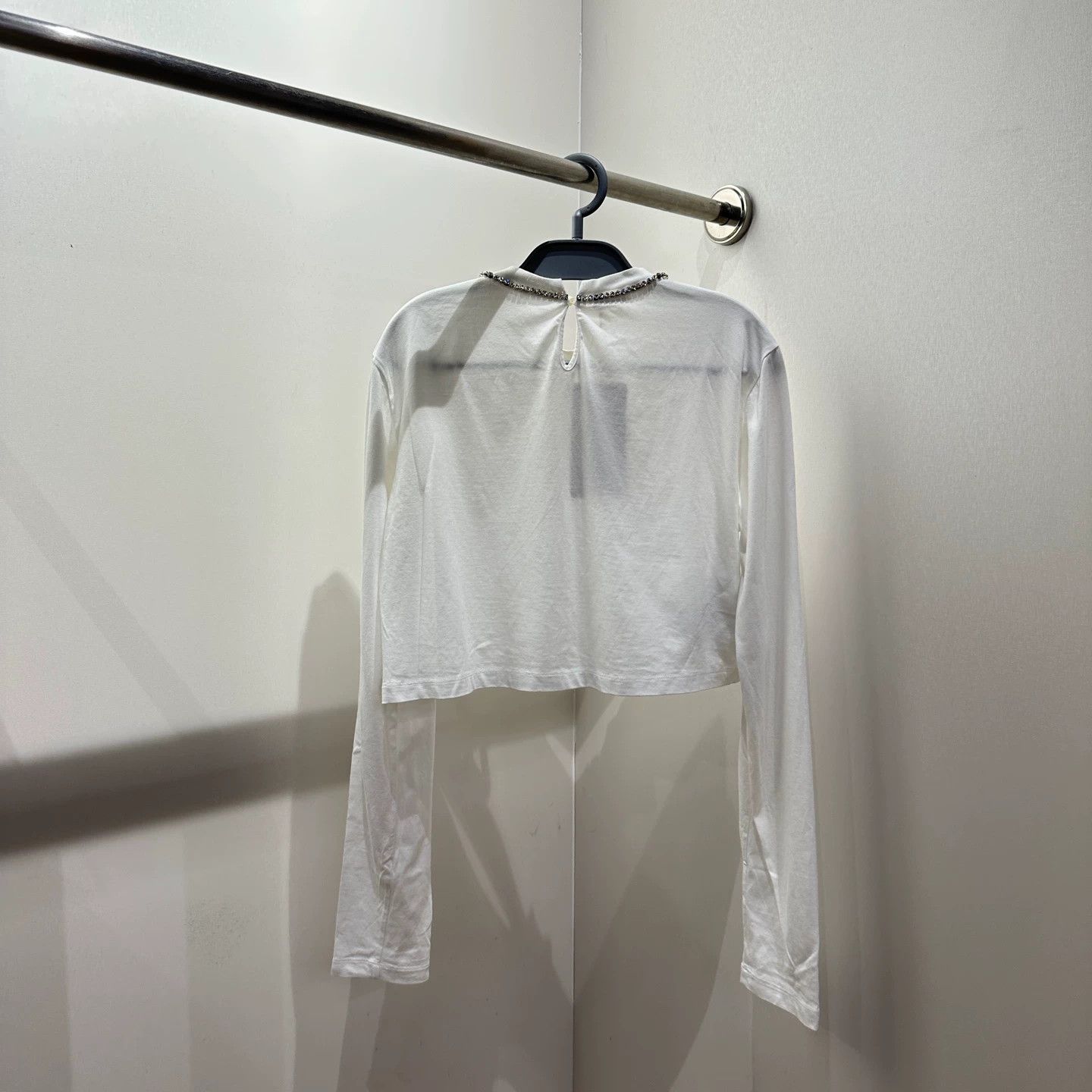 Miu Miu Miu Miu mar422 neck crystal logo short longsleeve XL cotton Size XL / US 12-14 / IT 48-50 - 2 Thumbnail