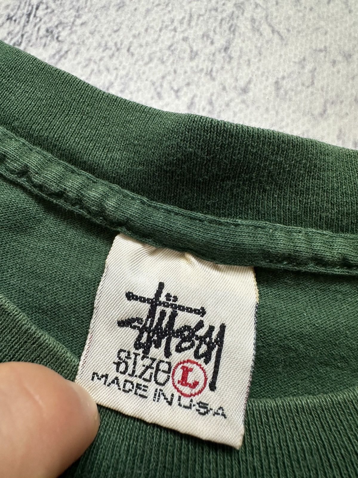 Stussy Vintage 1993-96 STUSSY Big Logo Green T-Shirt Made in USA Size US L / EU 52-54 / 3 - 9 Thumbnail