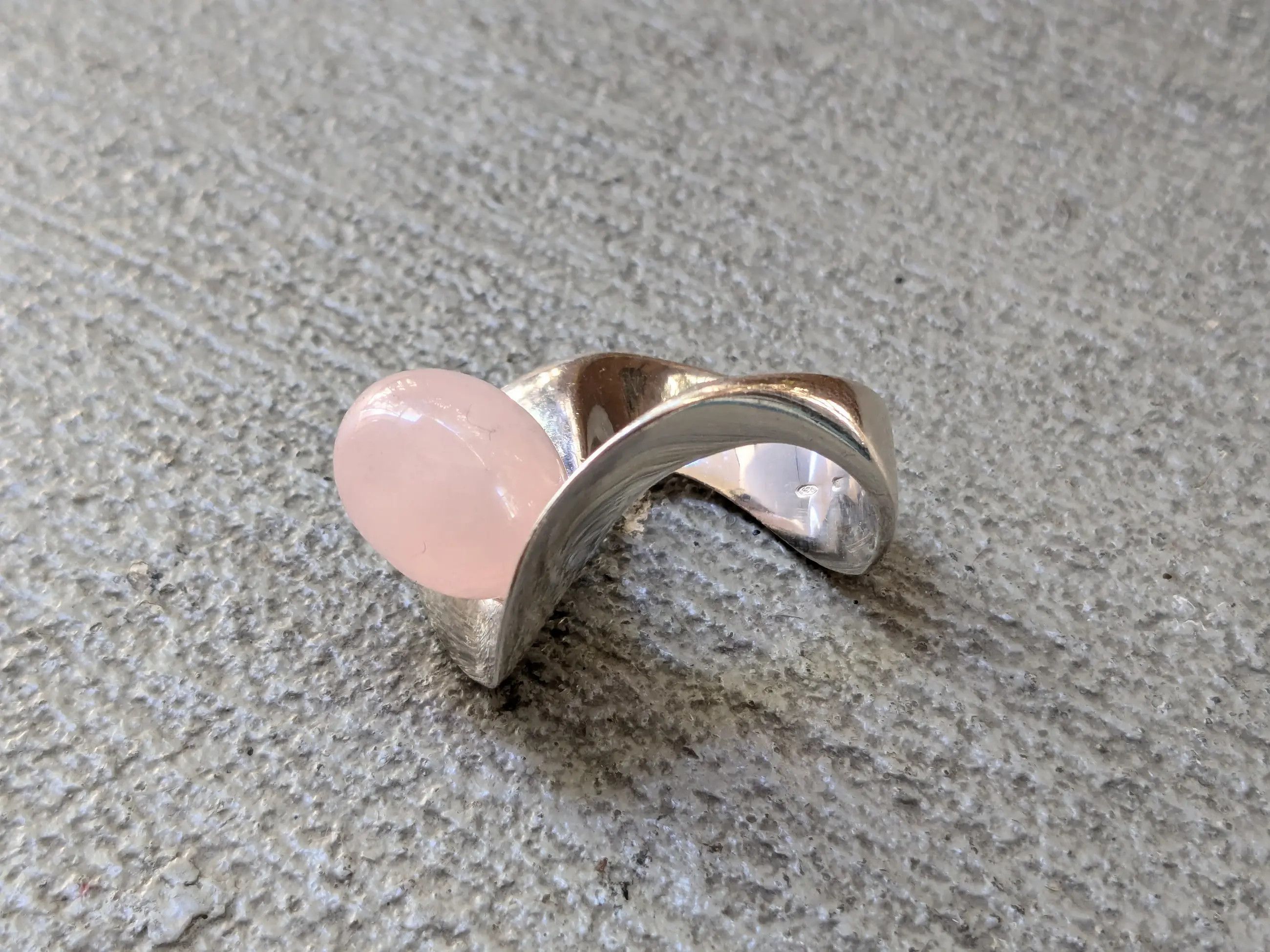 Jewelry Nuovegioie Sterling Silver Ring 6.5 Rose Quartz Abstract Size ONE SIZE - 2 Thumbnail