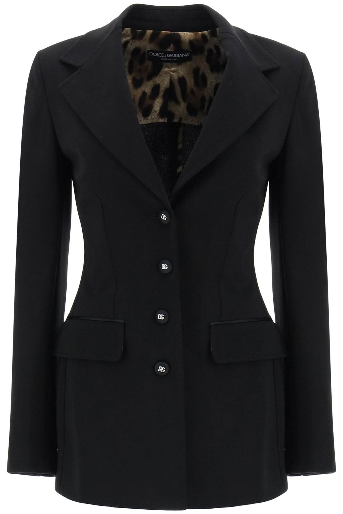image of Dolce Gabbana Milano-Stitch Jersey Single-Breasted Jacket in Nero, Women's (Size Large)
