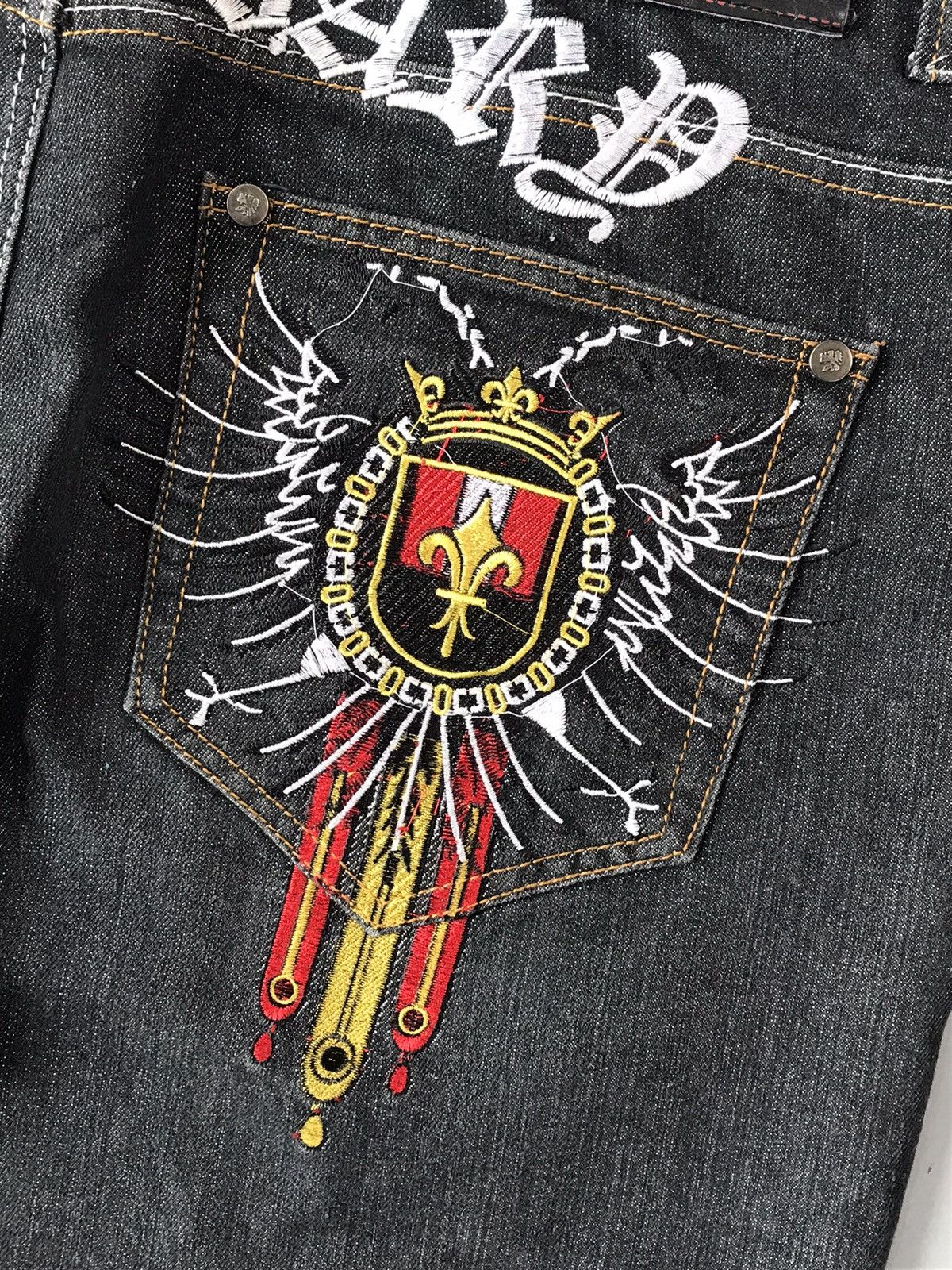 Vintage Vintage Downtown express crazy embroidered denim Size US 40 / EU 56 - 10 Thumbnail