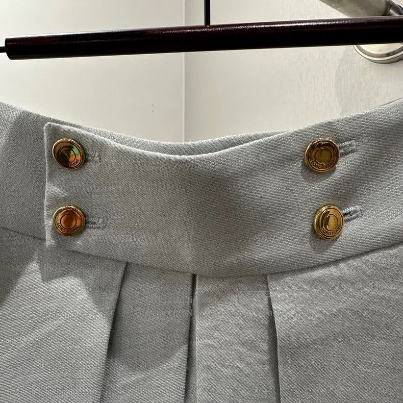 Loro Piana Loro Piana 25SS Gold扣 Linen Pleated Skirt, Size 40, Linen Size 26" / US 2 / IT 38 - 6 Thumbnail