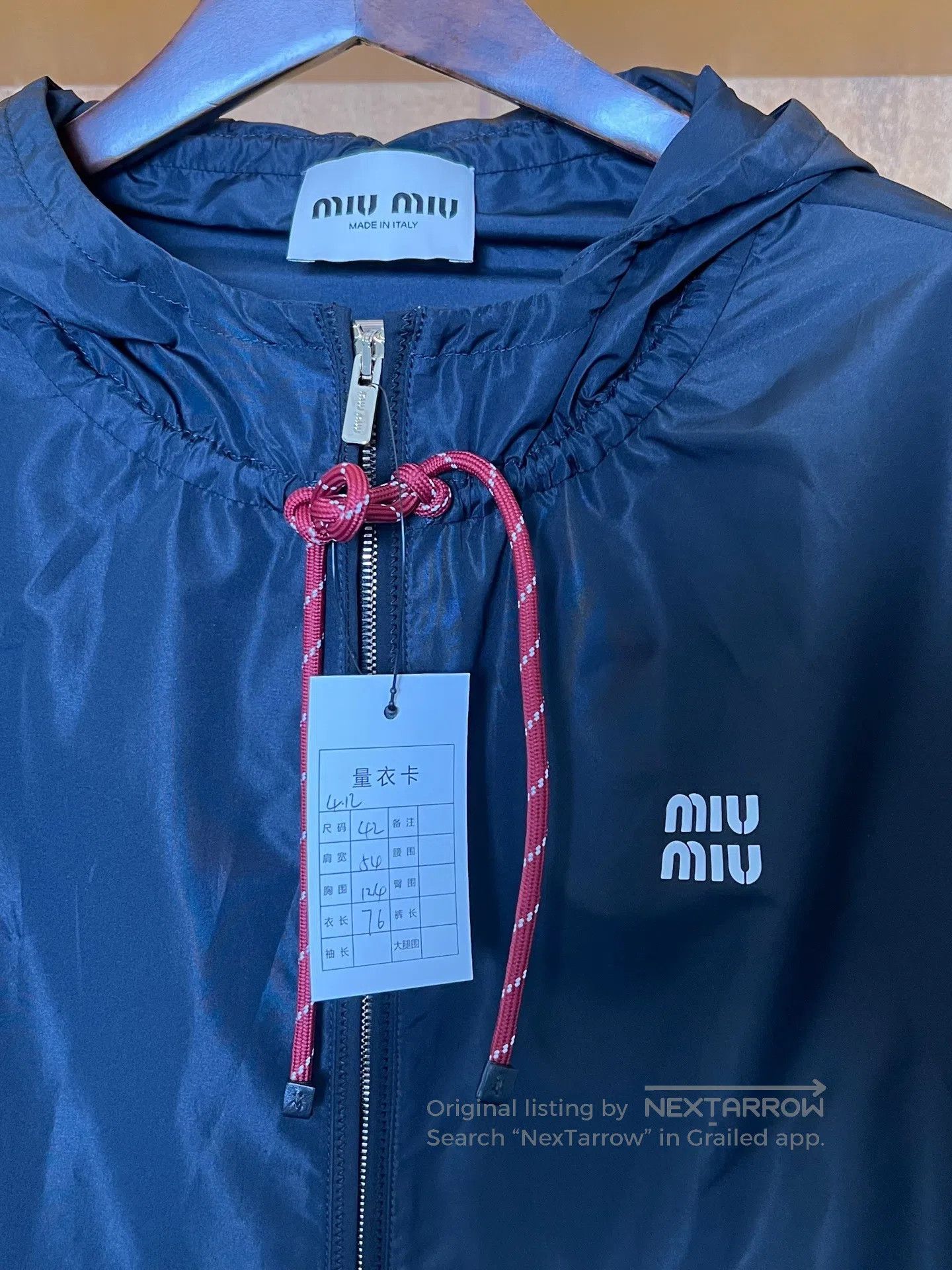 Miu Miu Miu Miu Navy Blue Drawstring Outdoor Jacket| Size M / US 6-8 / IT 42-44 - 3 Thumbnail