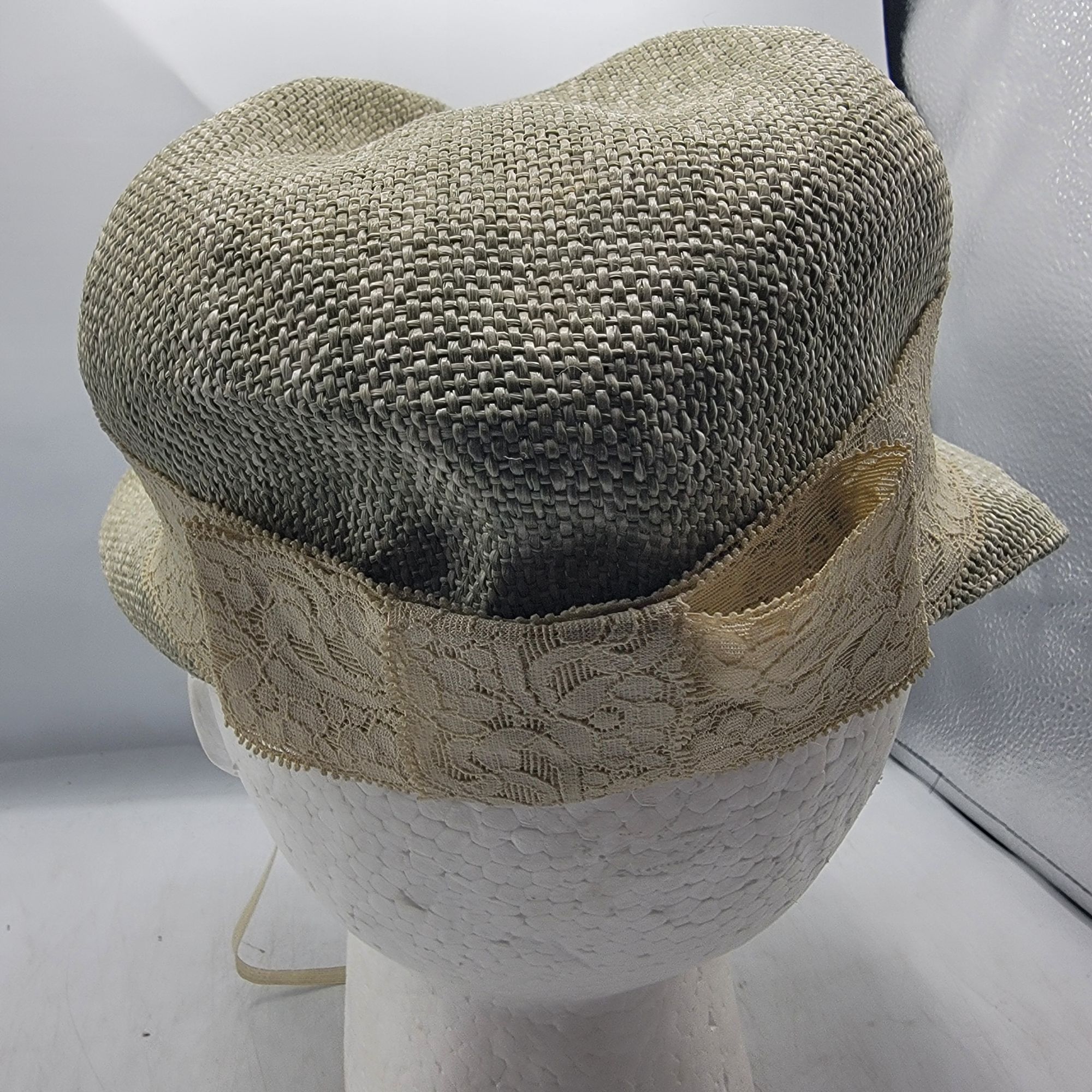 Hardy Amies Hardy Amies London Womens Beige Lace Trim Straw Hat Summer C Size ONE SIZE - 3 Thumbnail