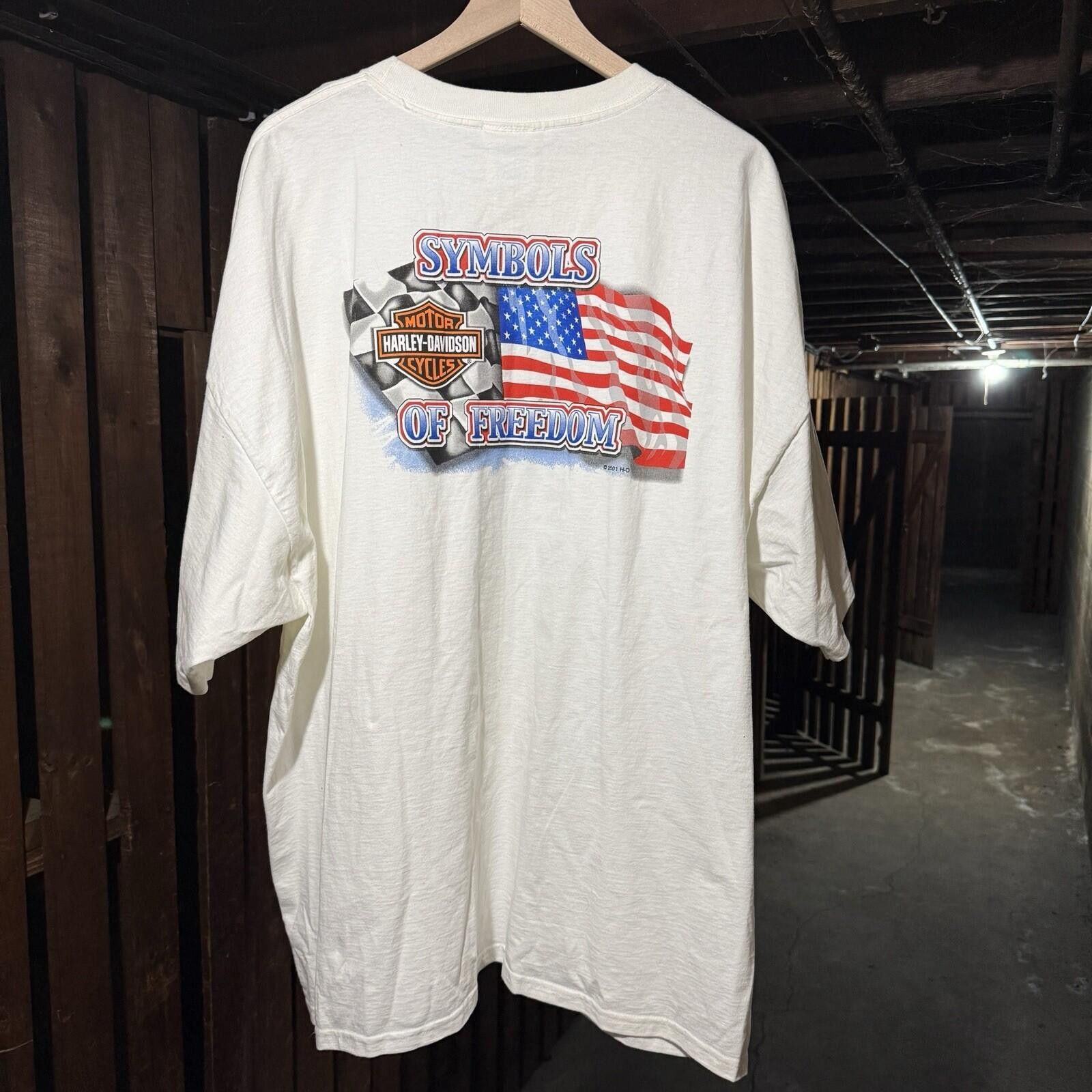 Harley Davidson Vintage 2001 Harley Davidson Freedom T Shirt 3XL White Size US XXL / EU 58 / 5 - 2 Thumbnail