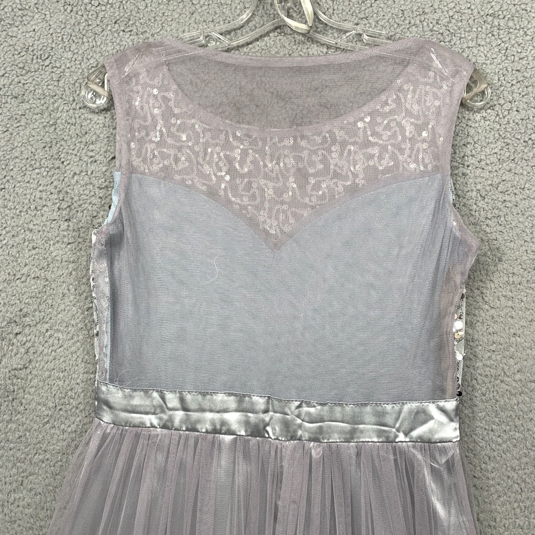 Vintage NEW Long Evening Gown Dress M (READ) Silver Gray Sheer Back Formal Prom NWOT Size M / US 6-8 / IT 42-44 - 6 Thumbnail
