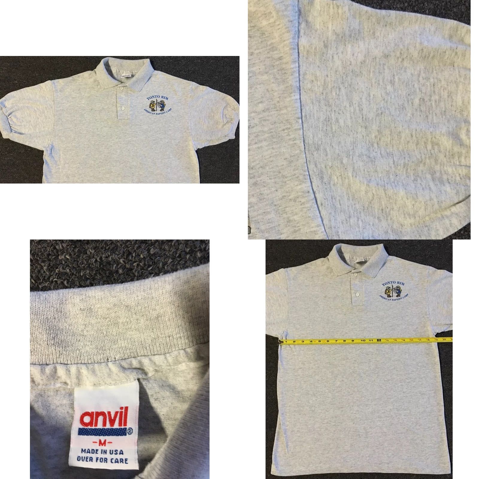 Vintage VINTAGE Tonto Rim Faded Baptist Camp Polo Shirt S Gray Men's Polo Shirt Grunge Cartoon 90s USA Batist Camp Shirt Single Stitch Size US S / EU 44-46 / 1 - 8 Thumbnail