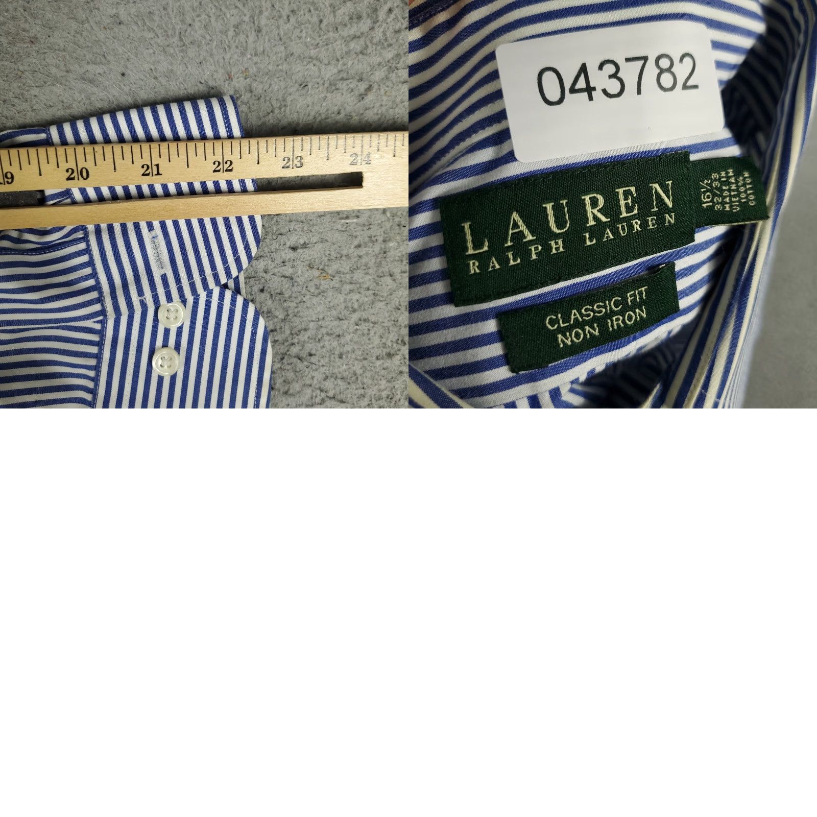 Ralph Lauren Ralph Lauren Dress Shirt Mens 16.5 Blue Striped Long Sleeve Button-Down Regular Fit Non-Iron Size 42R - 8 Thumbnail
