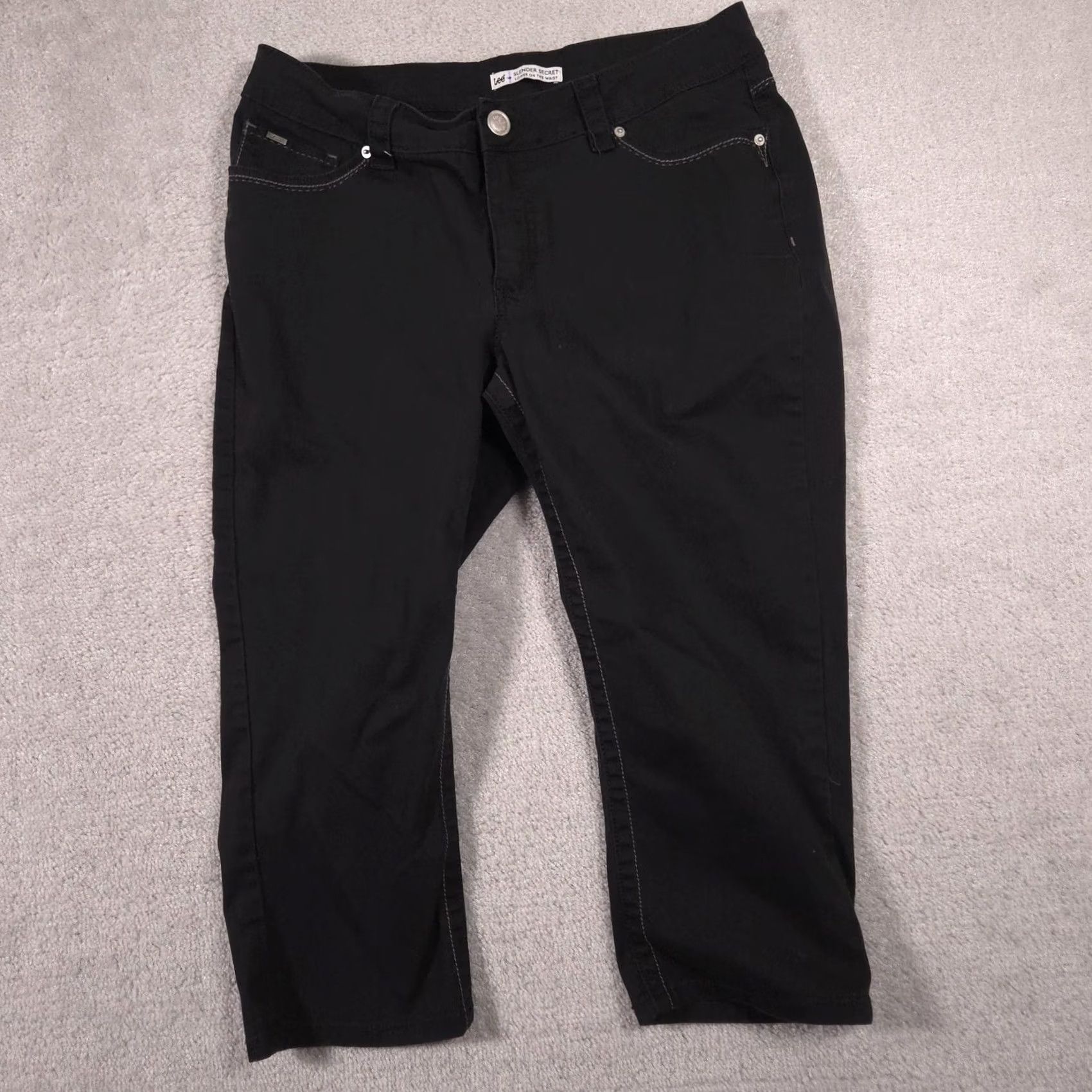 Lee Lee Capri Jeans Womens 12 Black Dark Wash Mid Rise Slim Stretch Capri Jeans Lee Slender Secret Womens 12 Black Dark Wash Mid Rise Slim Stretch Size 34" / US 12 / IT 48 - 3 Thumbnail
