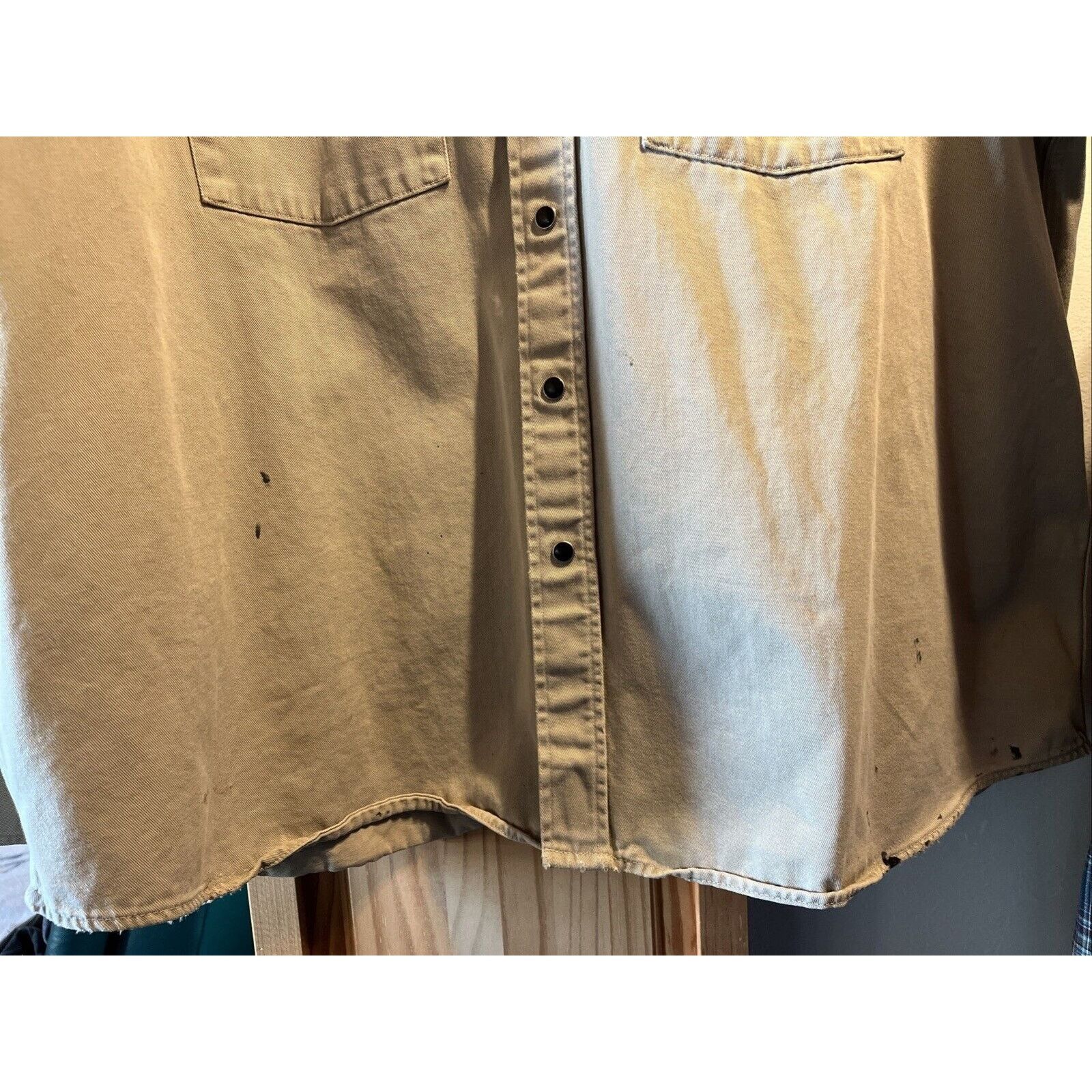 Carhartt Carhartt Shirt Jacket Men’s XXL Khaki Canvas Cotton STAINS Size US XXL / EU 58 / 5 - 11 Thumbnail