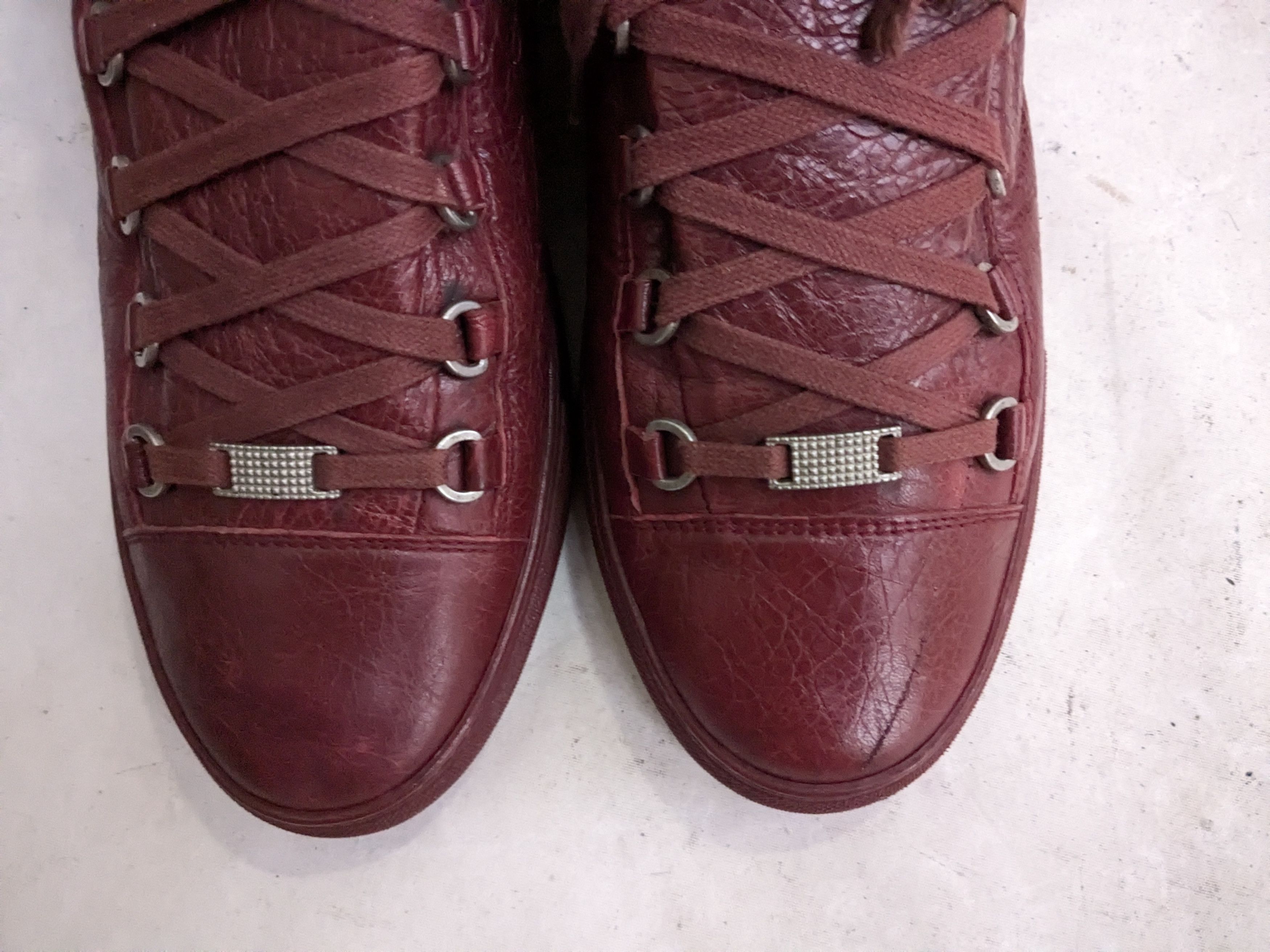 Balenciaga Balenciaga Arenas Burgundy Leather 12 High Tops Size US 12 / EU 45 - 3 Thumbnail