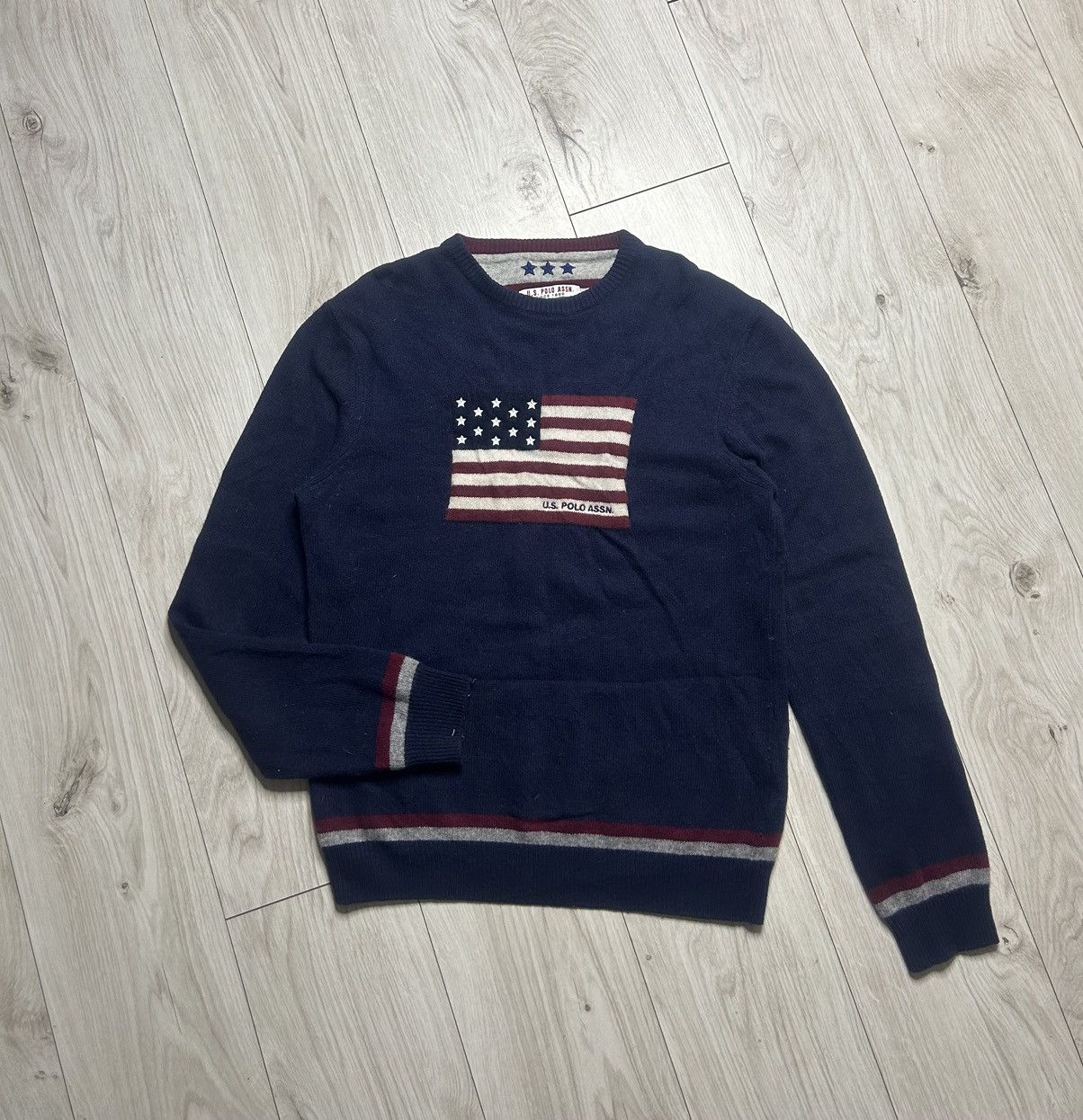 Polo Ralph Lauren × Vintage U.S. POLO ASSN Jeans Vintage Big USA Flag Logo wool sweater Size US XL / EU 56 / 4 - 1 Thumbnail