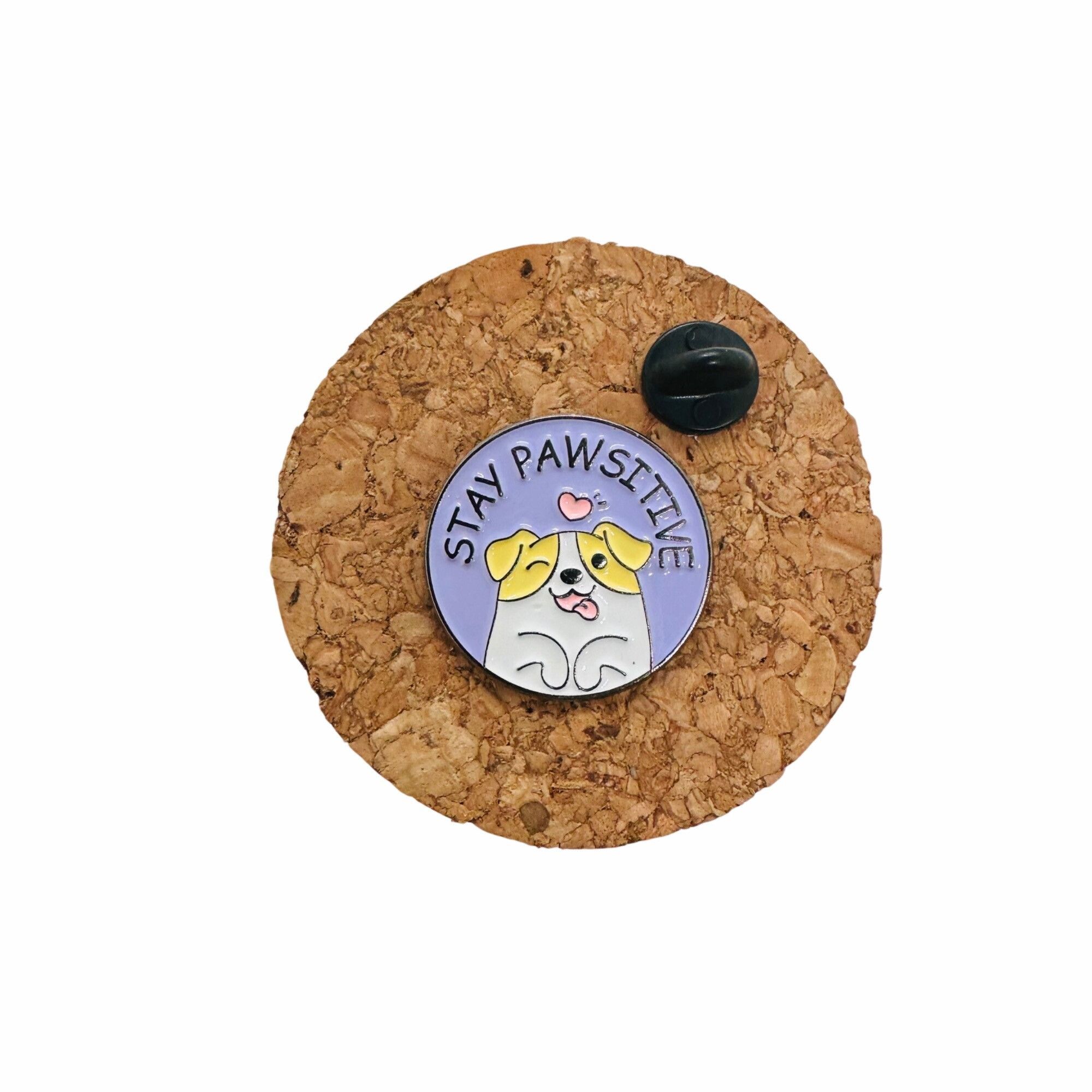 Other ✨STAY PAWSITIVE Cute Dog Animal Round Badge Cartoon Lapel Br Size ONE SIZE - 3 Thumbnail